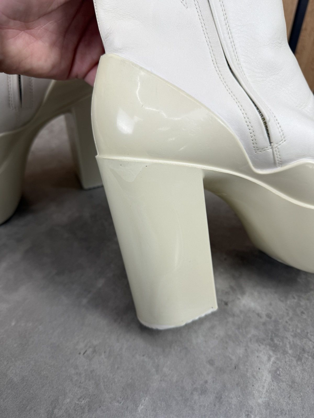 Peter Do at.kollektive x Peter Do Leather Platform Ankle Boots White Size US 10 / IT 40 - 11 Thumbnail
