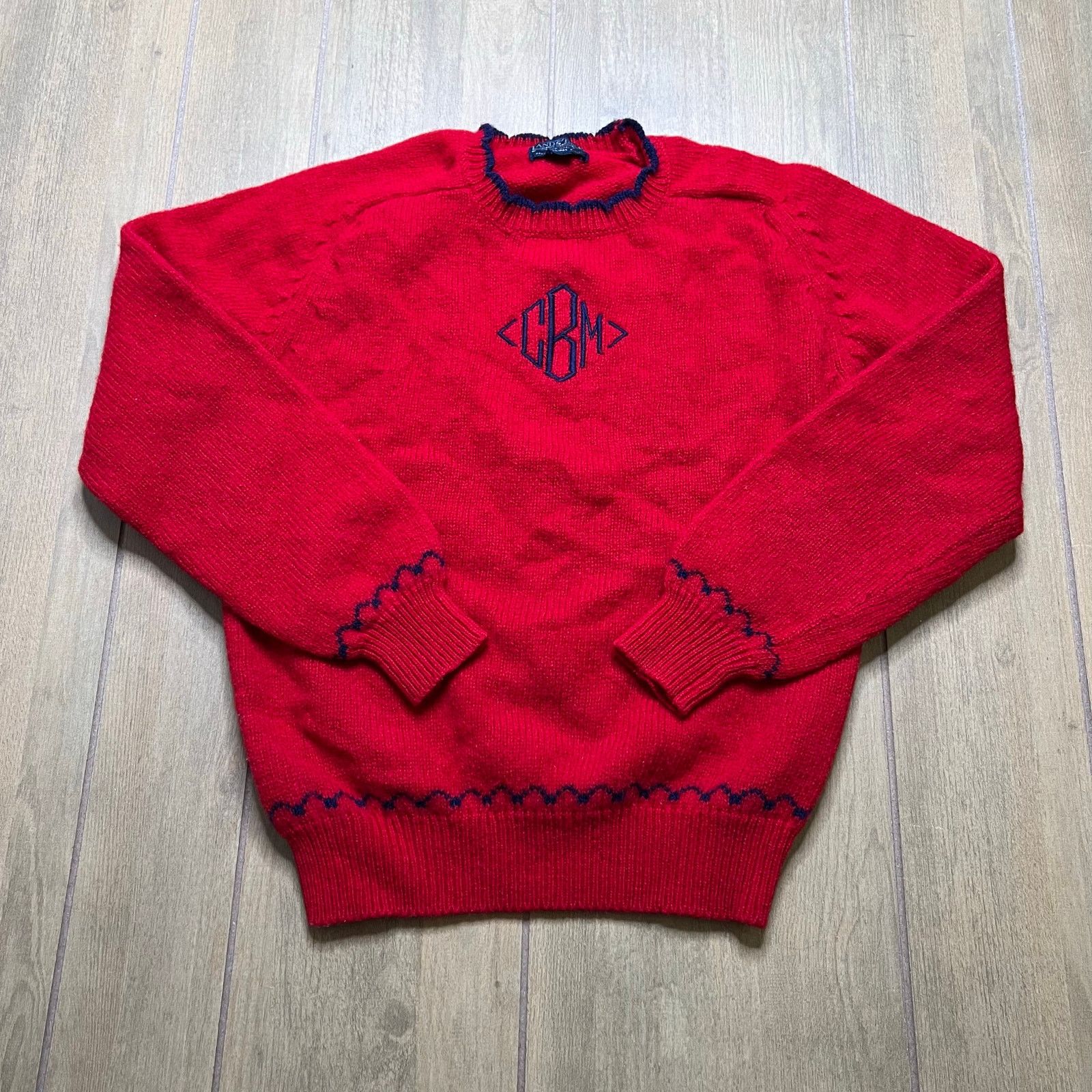 Vintage Vintage Lands’ End Red Wool Sweater Womens M Monogram CBM Size M / US 6-8 / IT 42-44 - 9 Thumbnail