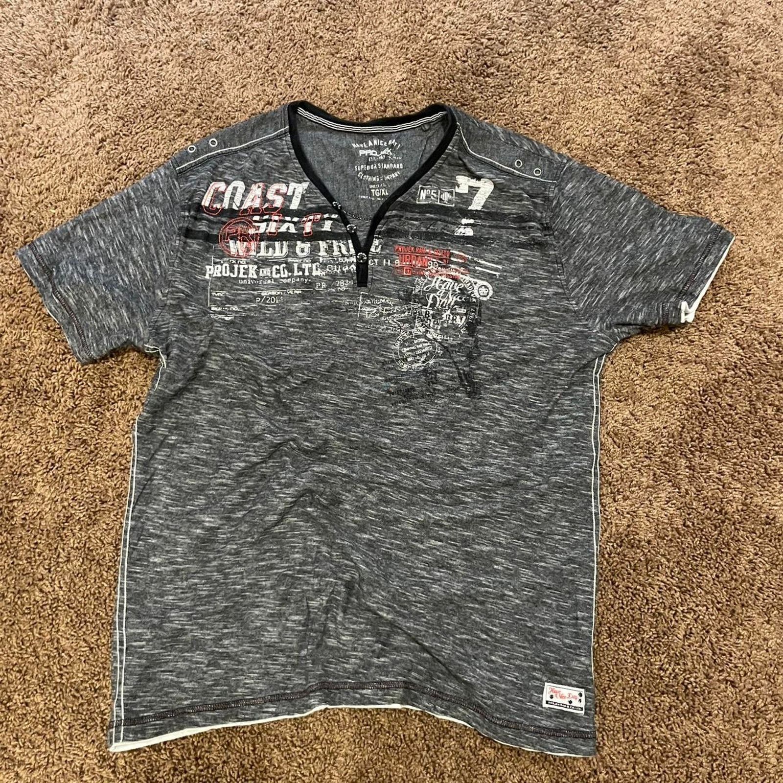 Affliction Y2k style vneck and button Size US XL / EU 56 / 4 - 1 Thumbnail