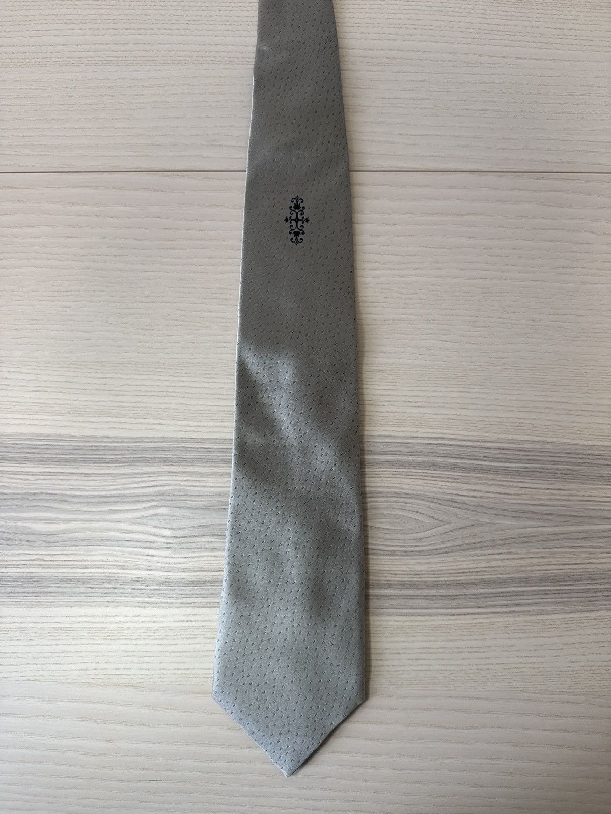 Yohji Yamamoto VTG Yohji Yamamoto Pour Homme Silver Silk Tie Size ONE SIZE - 1 Thumbnail