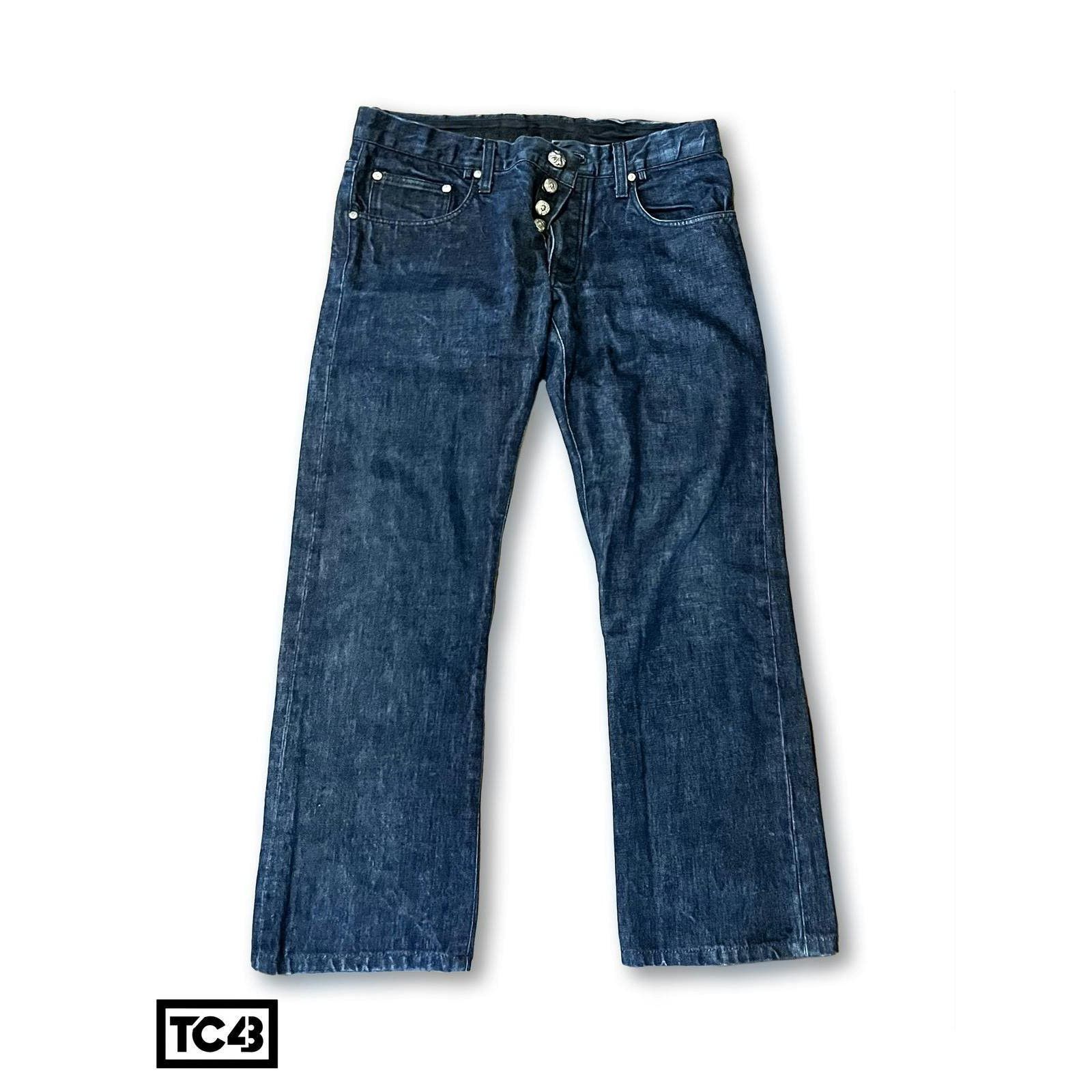 Image of Chrome Hearts Cross Button Denim Pants in Blue, Men's (Size 30)