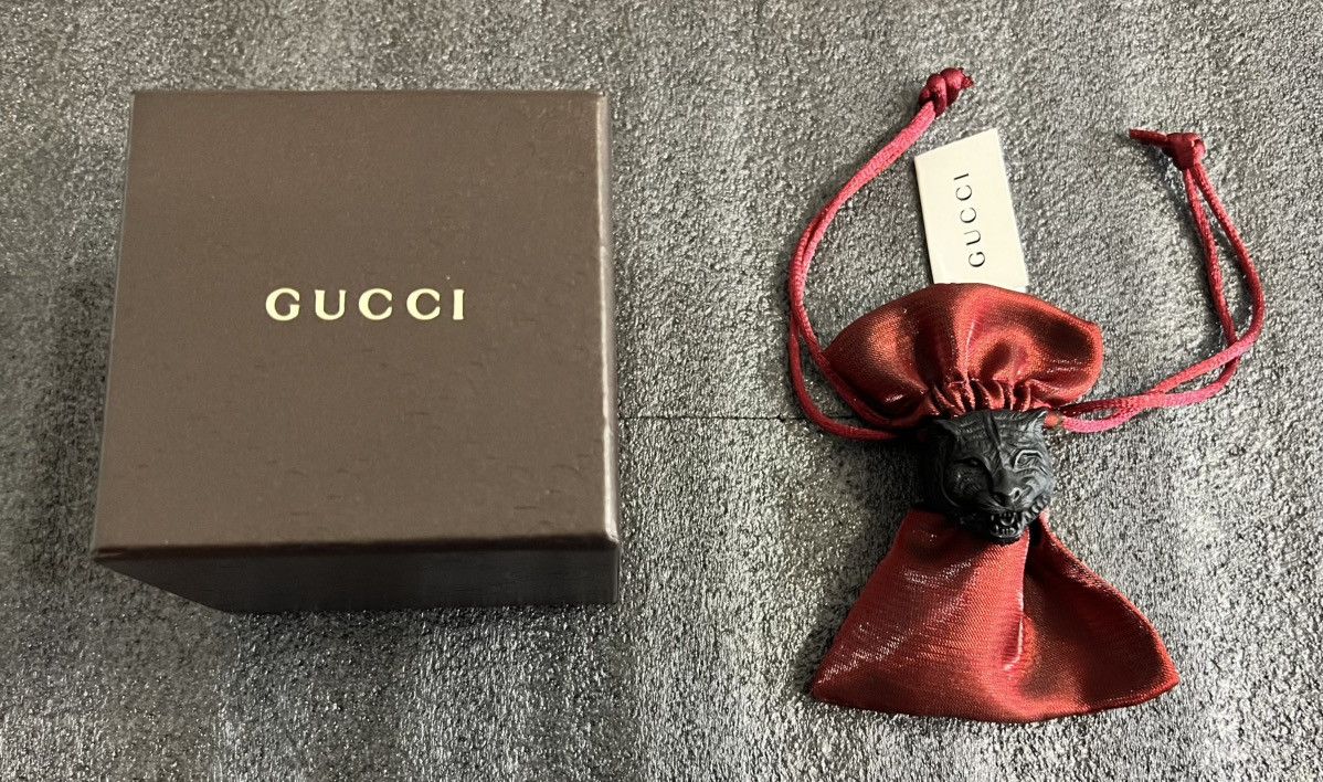 Gucci Gucci Panther Head Ring in Black Matte Metal Size 22 Size ONE SIZE - 9 Thumbnail