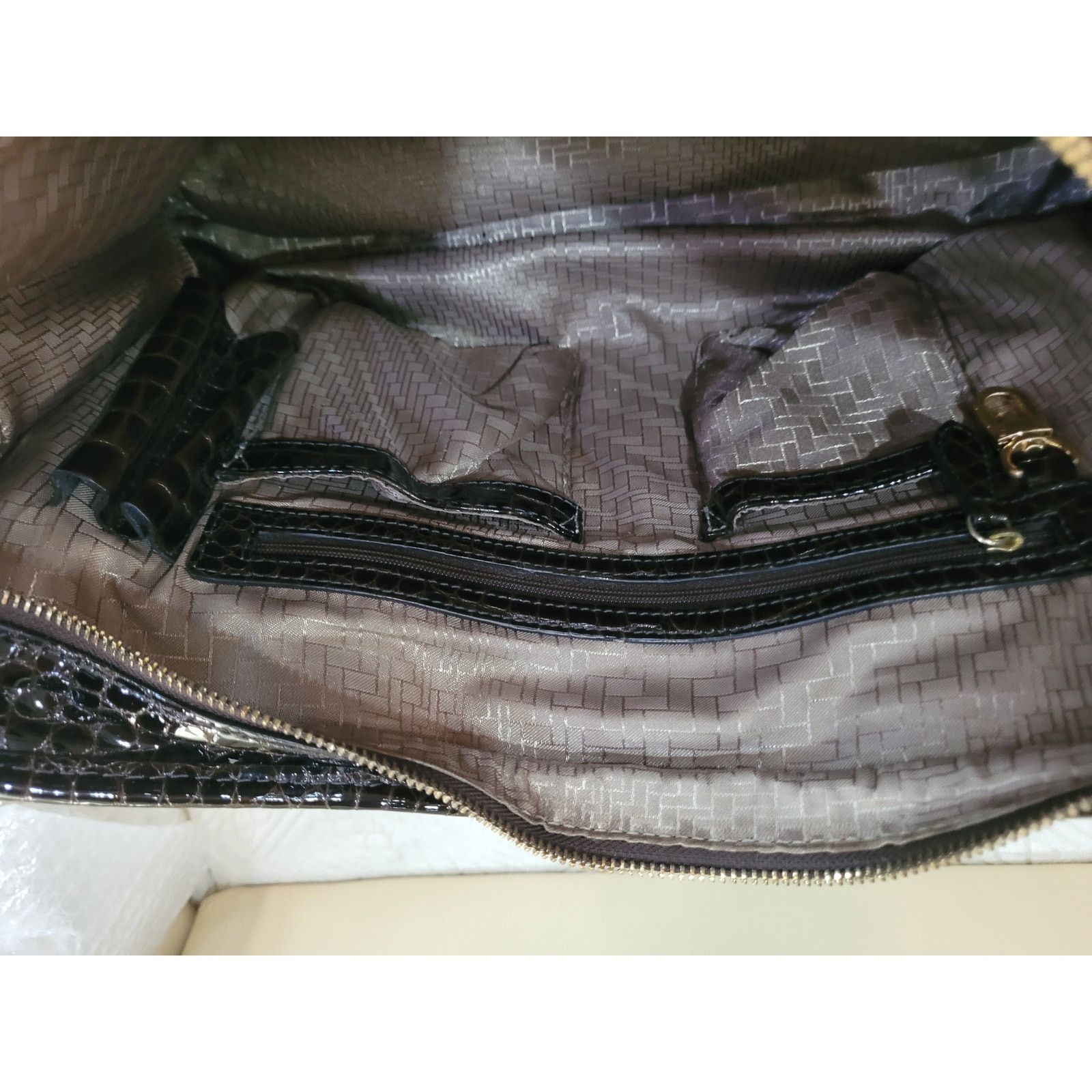 Cole Haan Cole Haan Blk Croc Embossed Leather Satchel/Briefcase Women Size ONE SIZE - 14 Thumbnail