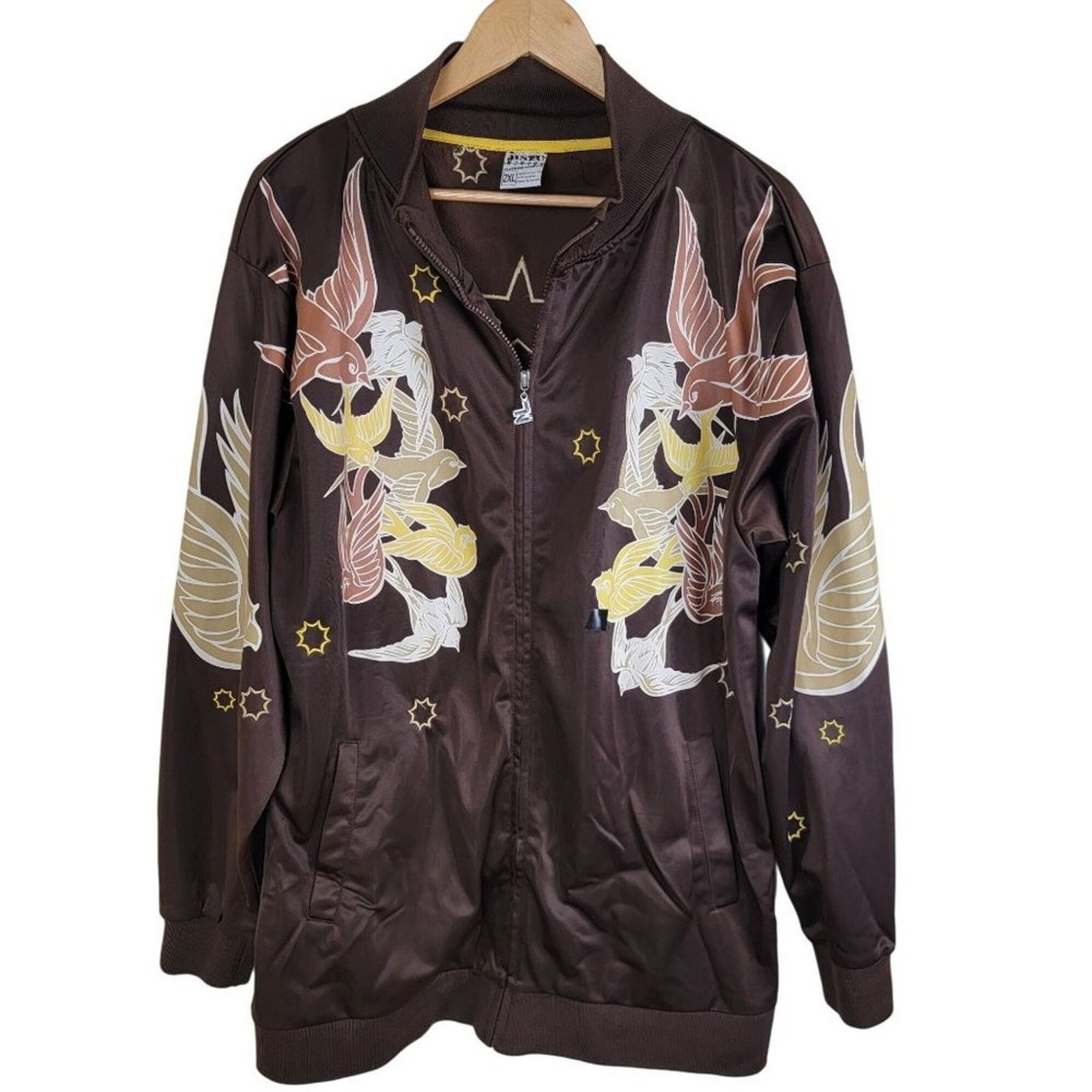 Other Jinzu Y2K Birds Key Graphic Art Embroidered Bomber Jacket Size US XXL / EU 58 / 5 - 13 Thumbnail