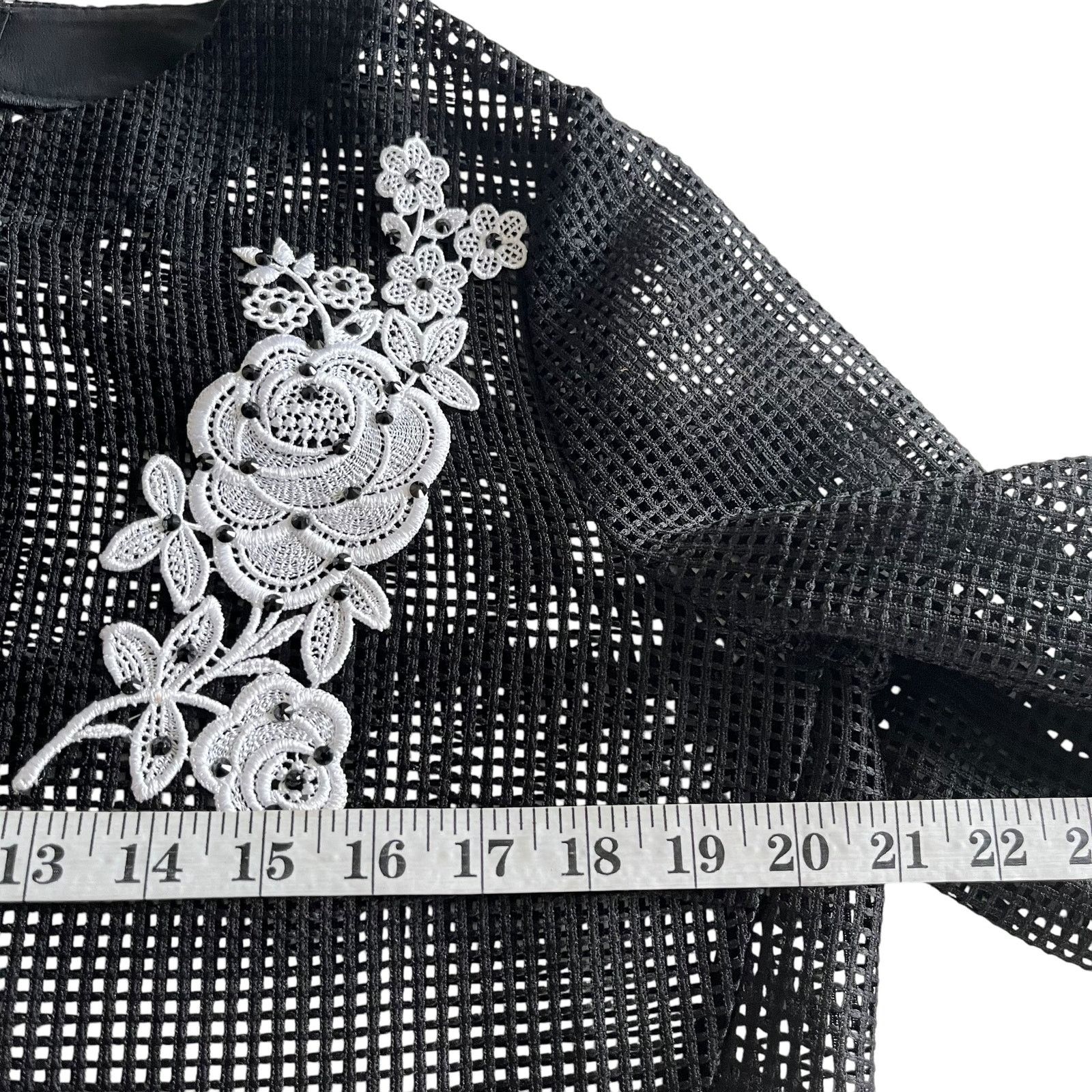 Other UK Maria Grazia Severi Black Mesh Embroidered Jacket Size XL / US 12-14 / IT 48-50 - 10 Thumbnail