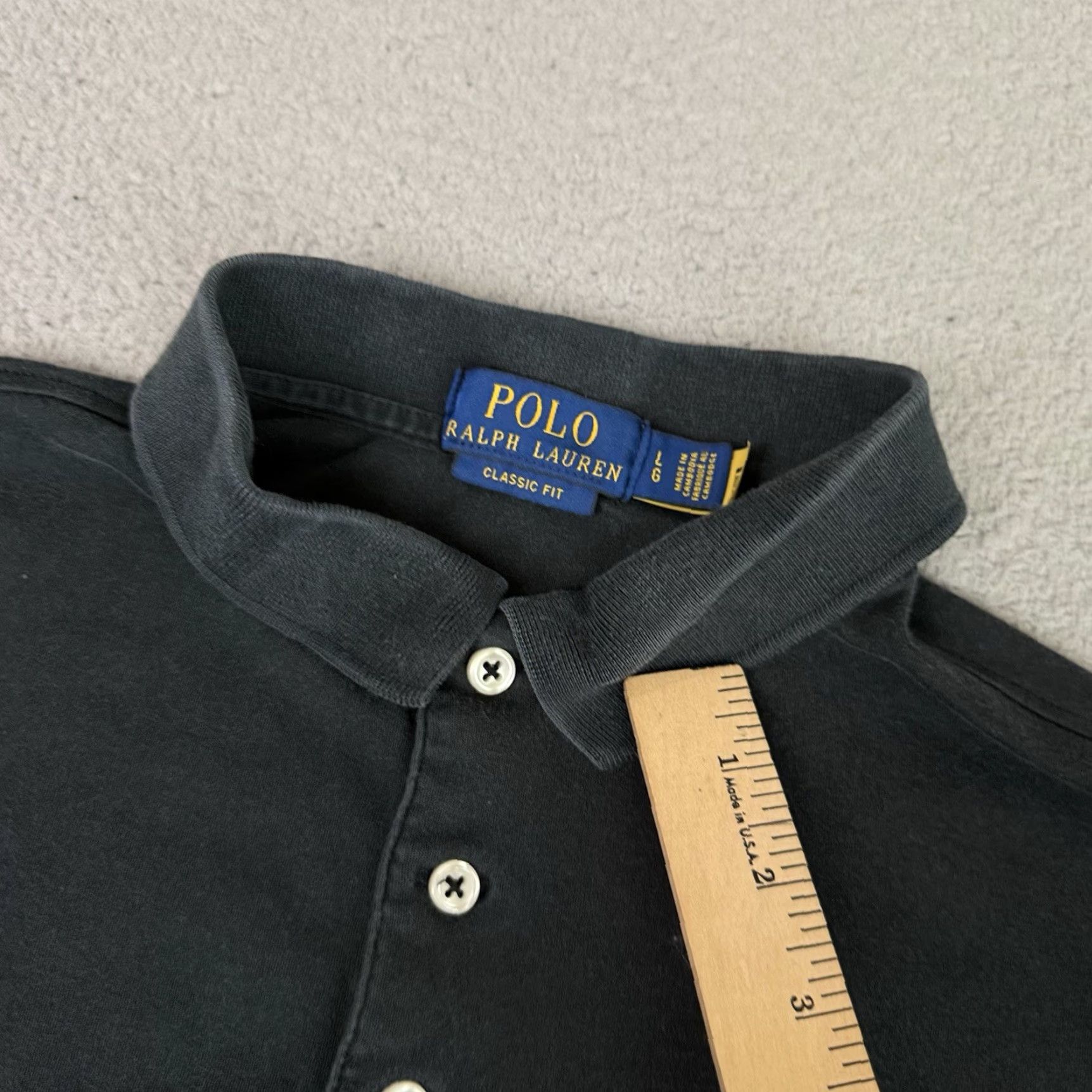 Polo Ralph Lauren VINTAGE Polo Ralph Lauren Shirt Mens Large Black Flesh Pony Stretch Casual Distressed L Size US L / EU 52-54 / 3 - 6 Thumbnail