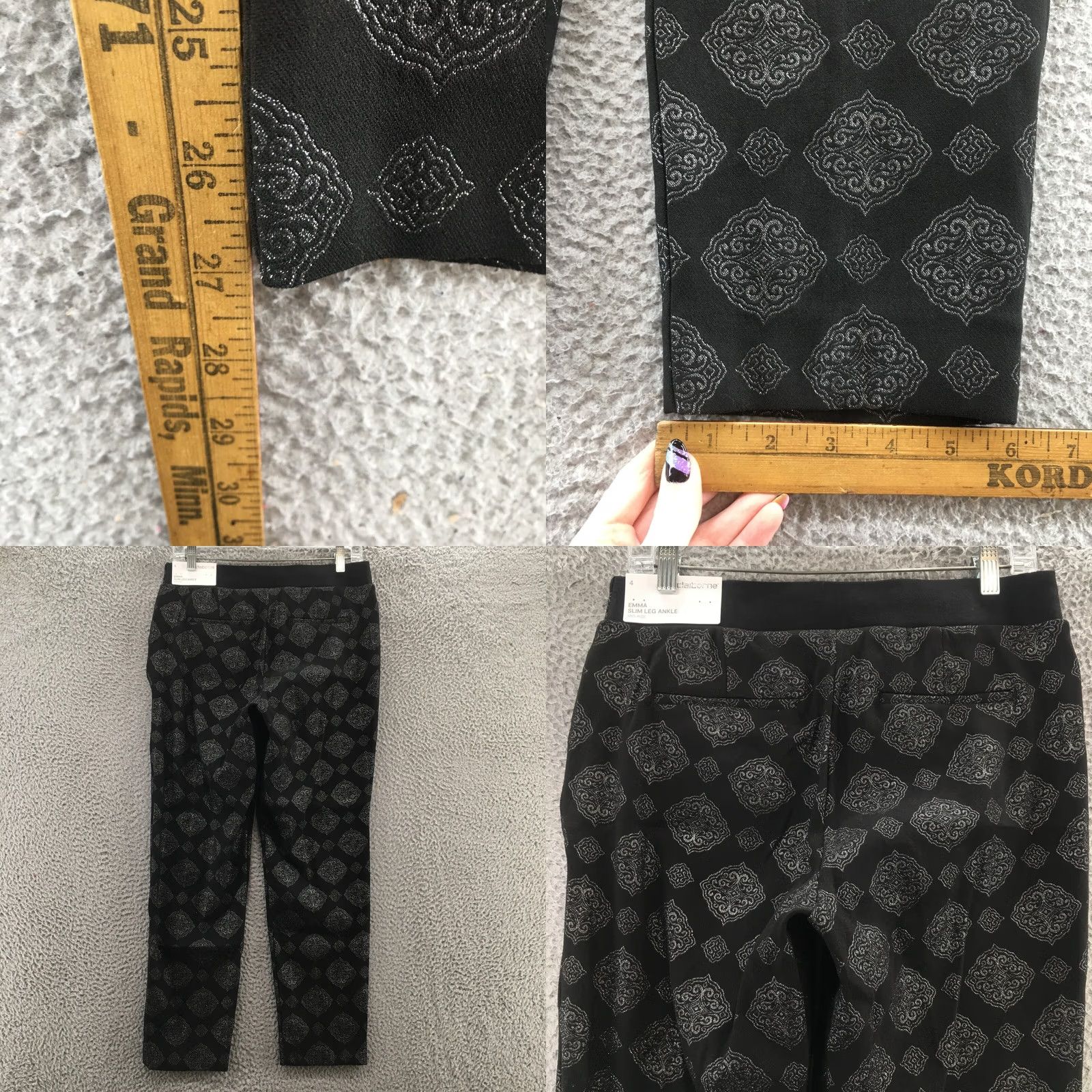 Liz Claiborne Liz Claiborne Ankle Pants Women 4 Black Jacquard Print Casual NEW Pants Womens Size 4 Regular Black Jacquard Print jeans pants Size 27" / US 4 / IT 40 - 8 Thumbnail