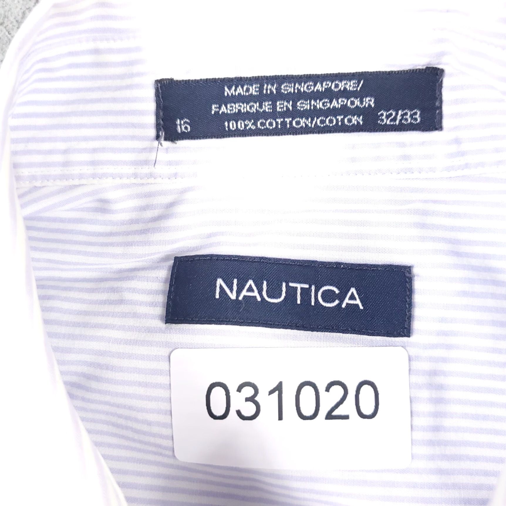 Nautica Nautica Dress Shirt Mens Size 16 Blue Striped Long Sleeve Button Up Casual Classic Size 42R - 8 Thumbnail