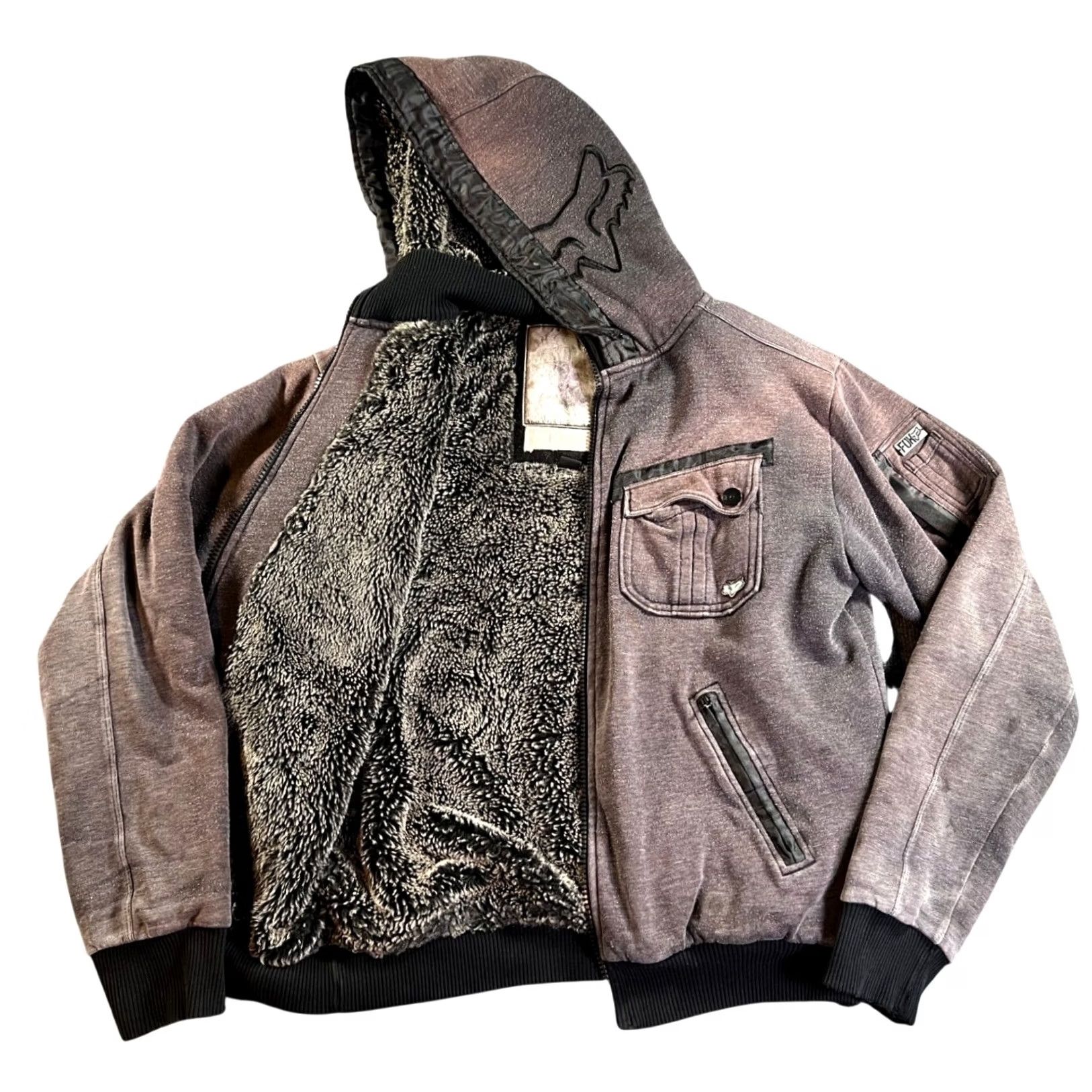 Fox Racing Fox Racing Hoodie Mens L Brown Sherpa Lined Full Zip Faded Utility Size US L / EU 52-54 / 3 - 2 Thumbnail