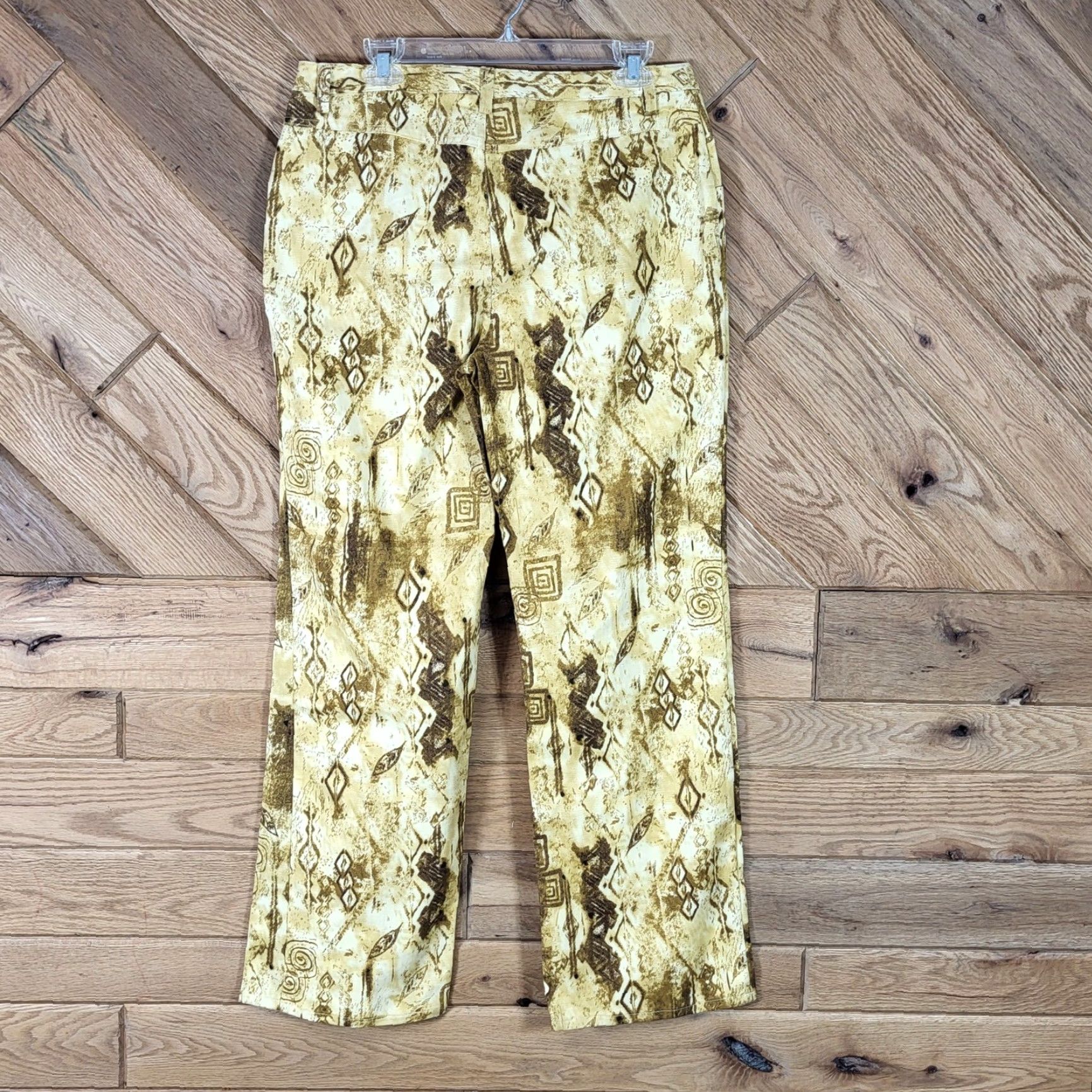 Vintage c.l.o.t.h.e.s. Pants Women Size 12 Tan Brown Geometric Tribal Bohemian Stretch Cotton Blend Twill Casual Vintage: No Size 34" / US 12 / IT 48 - 4 Thumbnail