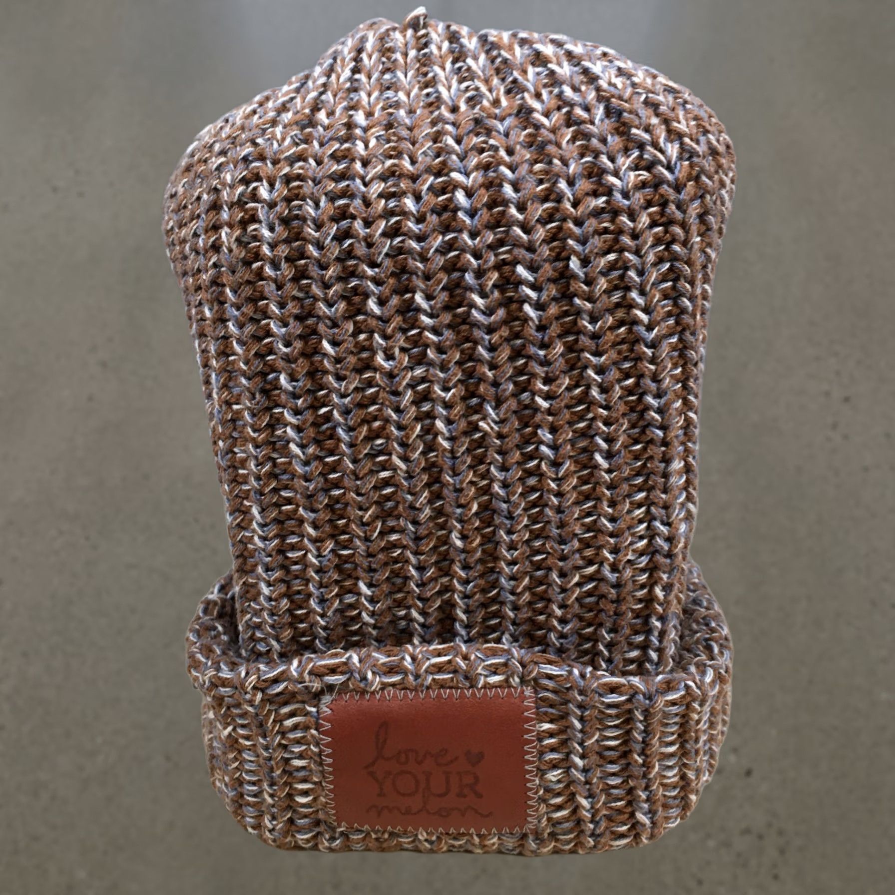 Vintage Love Your Melon Beanie Hat Womens One Size Knit Cotton Brown Winter Size ONE SIZE - 1 Thumbnail