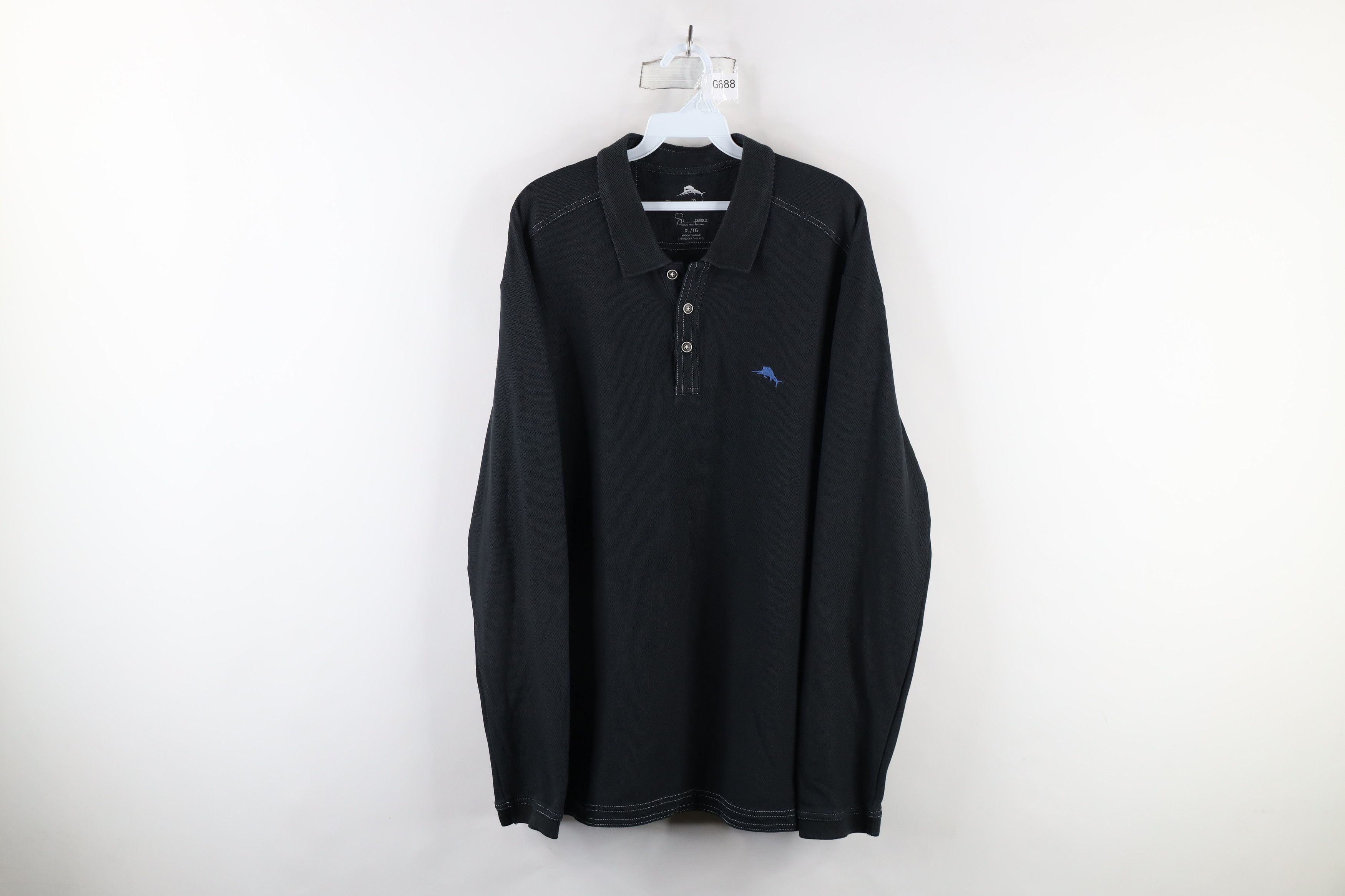 Tommy Bahama × Vintage Tommy Bahama Knit Long Sleeve Collared Polo Shirt Black Size US XL / EU 56 / 4 - 1 Thumbnail