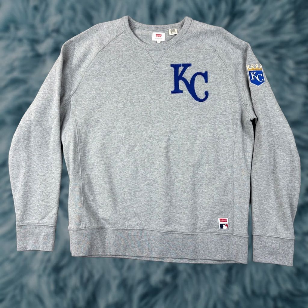 Levi's VINTAGE? No — Levis MLB Kansas City Royals Sweatshirt Mens 2XL Gray Raglan Pullover Crewneck Size US XXL / EU 58 / 5 - 1 Thumbnail