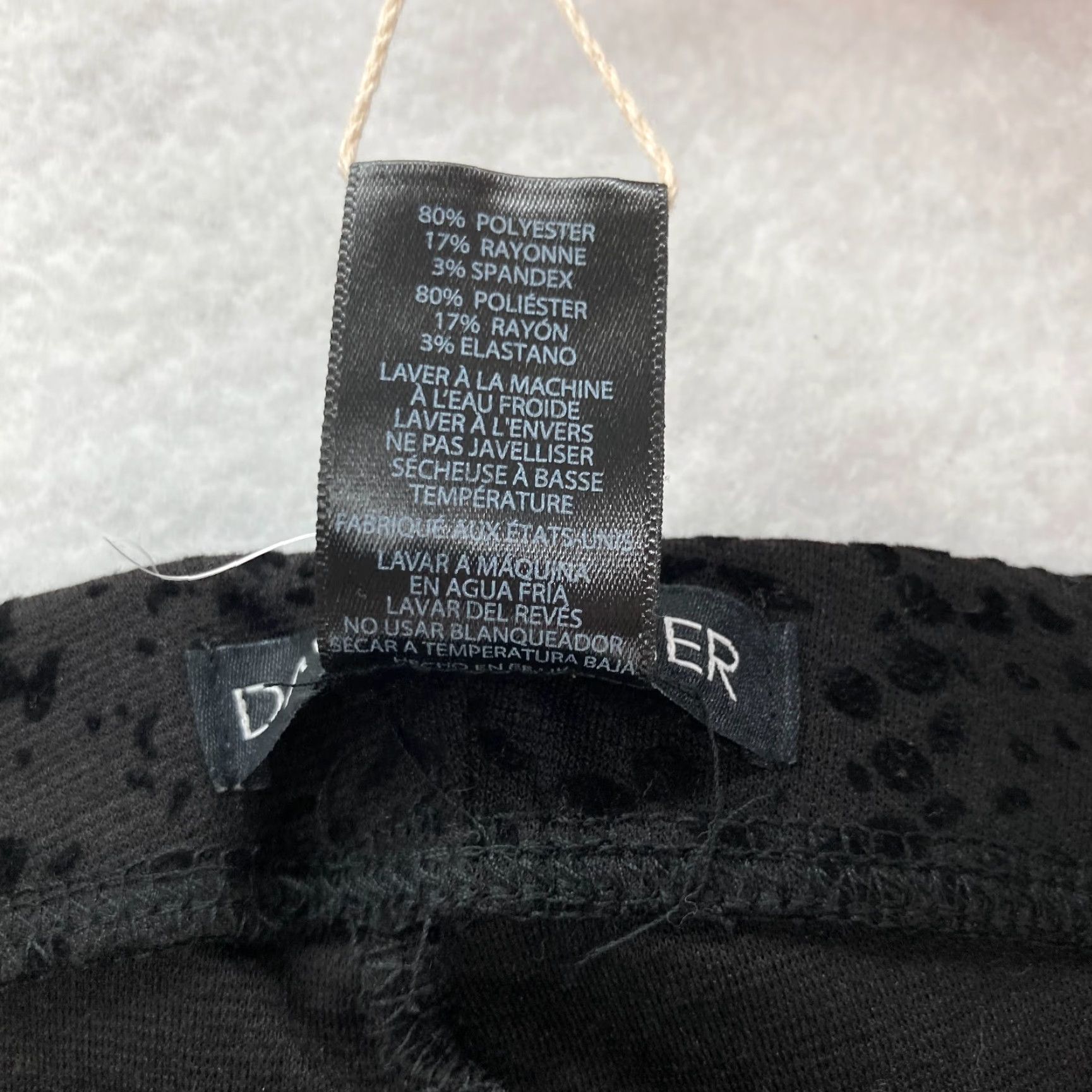 Velvet David Lerner Leggings Women's Large Black Velvet Burnout Snake Print Skinny NWT Size 36" / US 14 / IT 50 - 6 Thumbnail