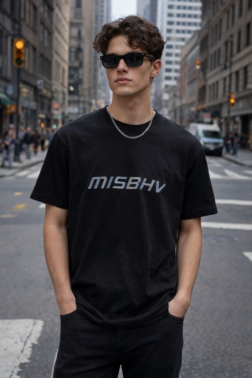Misbhv MISBHV BLACK TEE BLING RHINESTONES SPELLOUT LOGO PRINT RARE Size US S / EU 44-46 / 1 - 1 Thumbnail