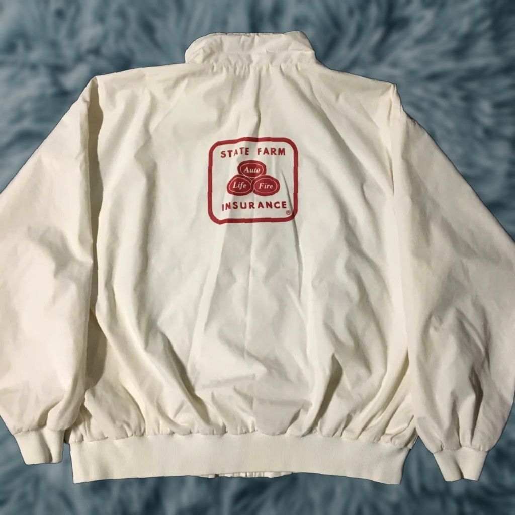 Vintage VINTAGE State Farm Insurance Catastrophe Team Jacket 80s 90s Grunge Bomber Jacket XL Mens White Nylon Fleece Lining Hawaii? Size US XL / EU 56 / 4 - 1 Thumbnail