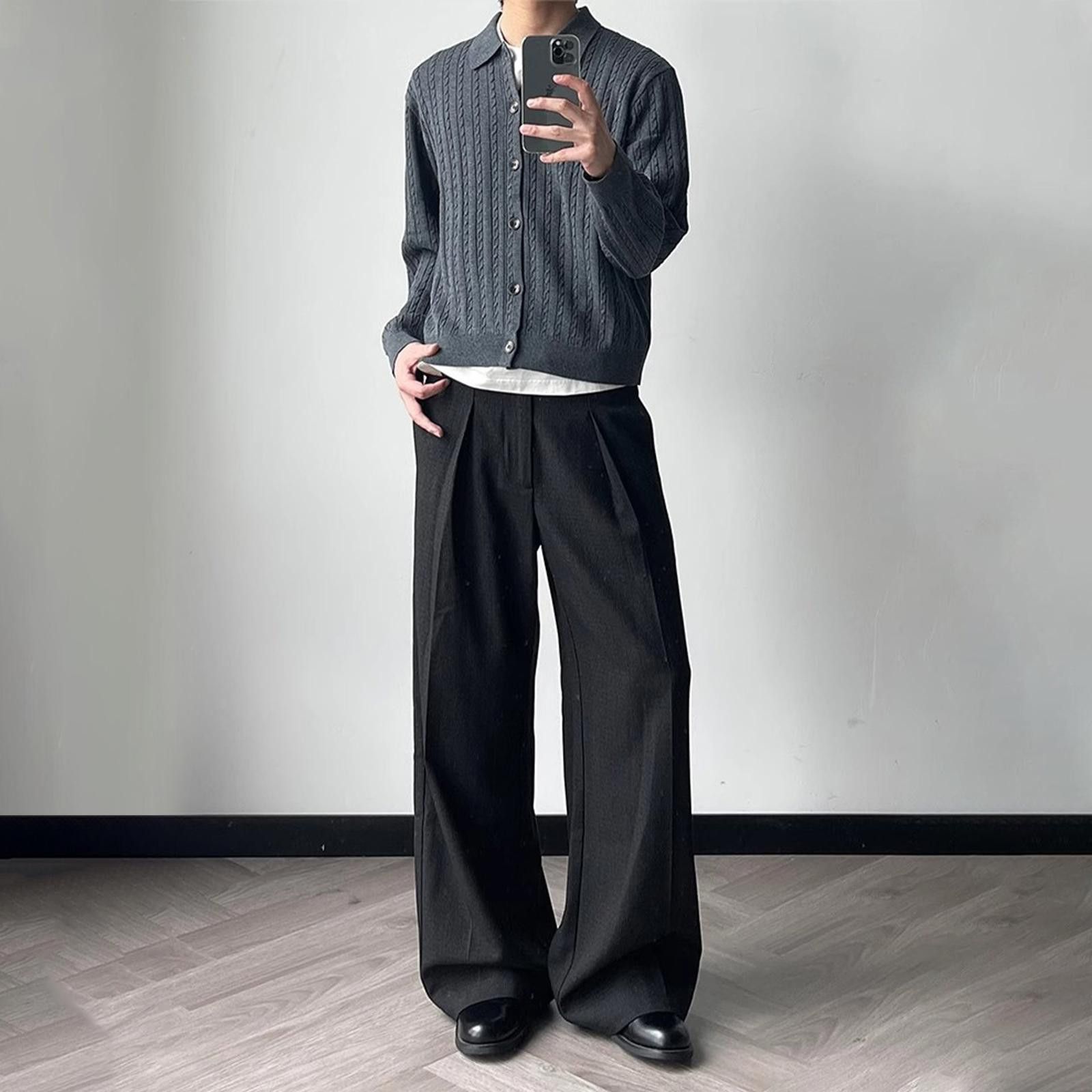 Vintage Black Wide Leg Pants, Relaxed Fit Trousers Size US 30 / EU 46 - 2 Thumbnail