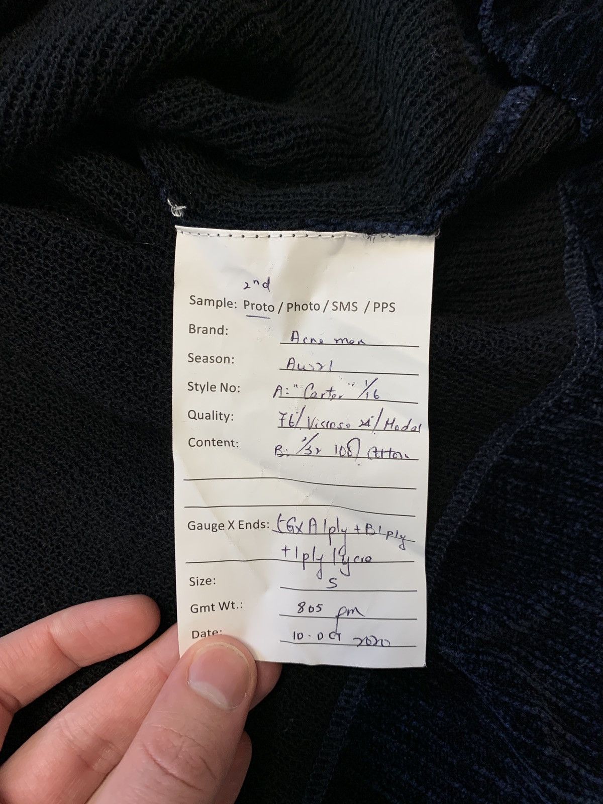 Acne Studios FW2020 sample velvet knit hoodie navy blue Size US XL / EU 56 / 4 - 3 Thumbnail