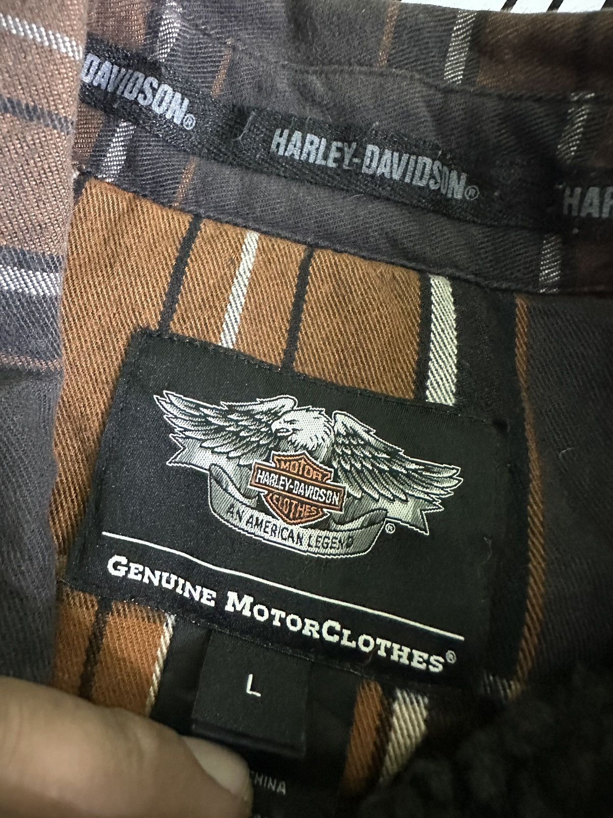 Harley Davidson Vintage HD Plaid Sherpa Lined Thick Heavy Flannel Jacket Size US L / EU 52-54 / 3 - 10 Thumbnail