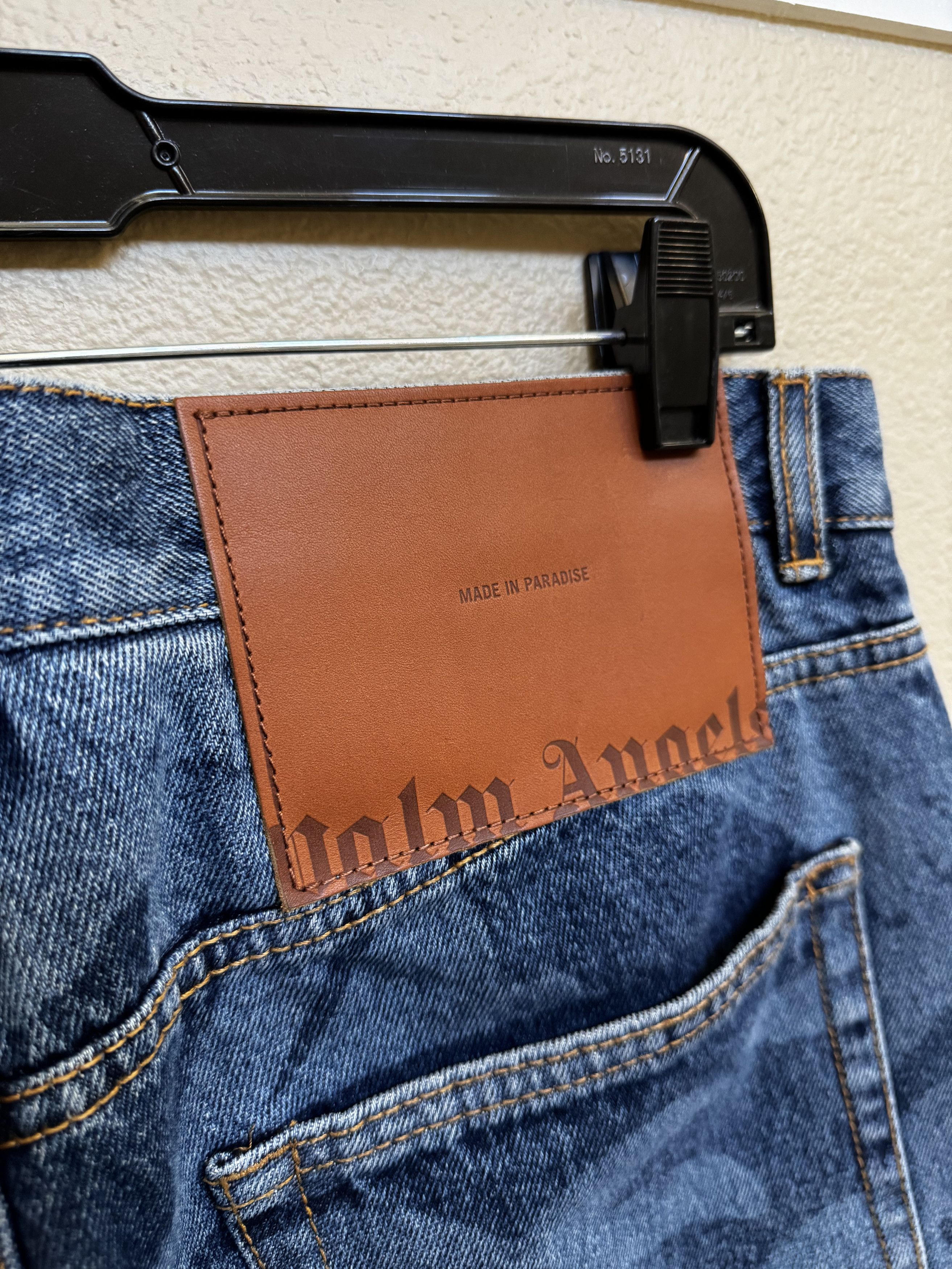 Palm Angels Palm Angels Palm Print Blue Denim Wide Leg Jeans Size 34 Size US 34 / EU 50 - 3 Thumbnail