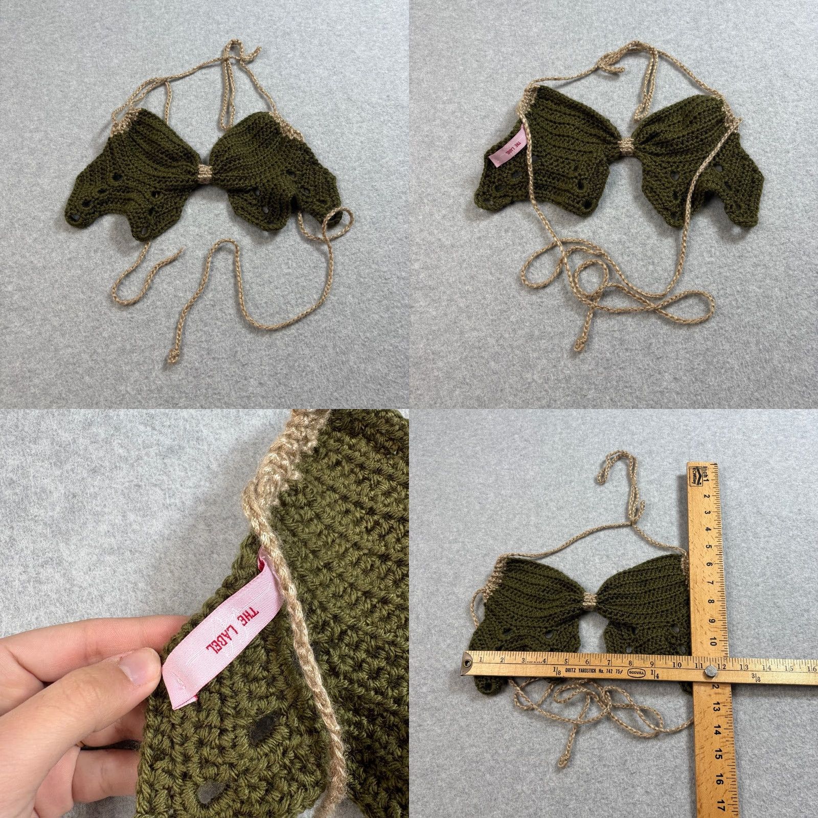 Vintage The Label Crochet Bralette Woman S Black Festival Hippie Club Rave Boho Y2K Lot Size ONE SIZE - 8 Thumbnail