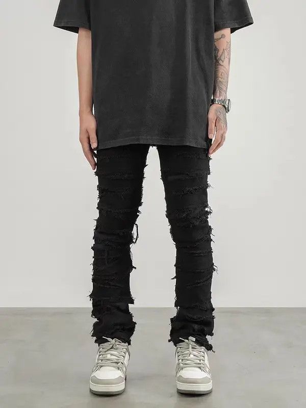 Japanese Brand VIBE High street eroded draped cut multi-patch jeans Size US 31 - 4 Thumbnail