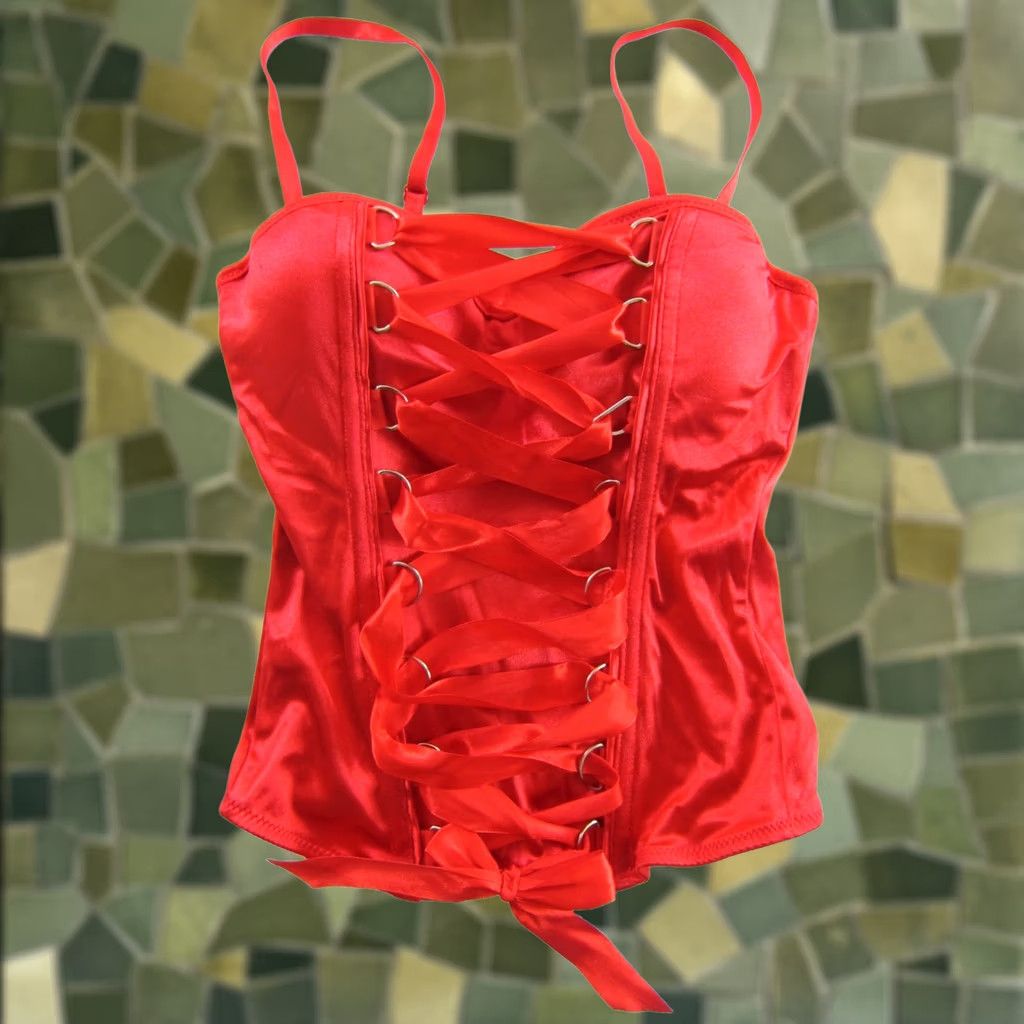 ESPIRIT Spirit Red Lingerie Bustier Top M Lace Up Padded Underwire Lacy Stretch Corset Top Women's Cup L Medium NWT Size M / US 6-8 / IT 42-44 - 1 Thumbnail