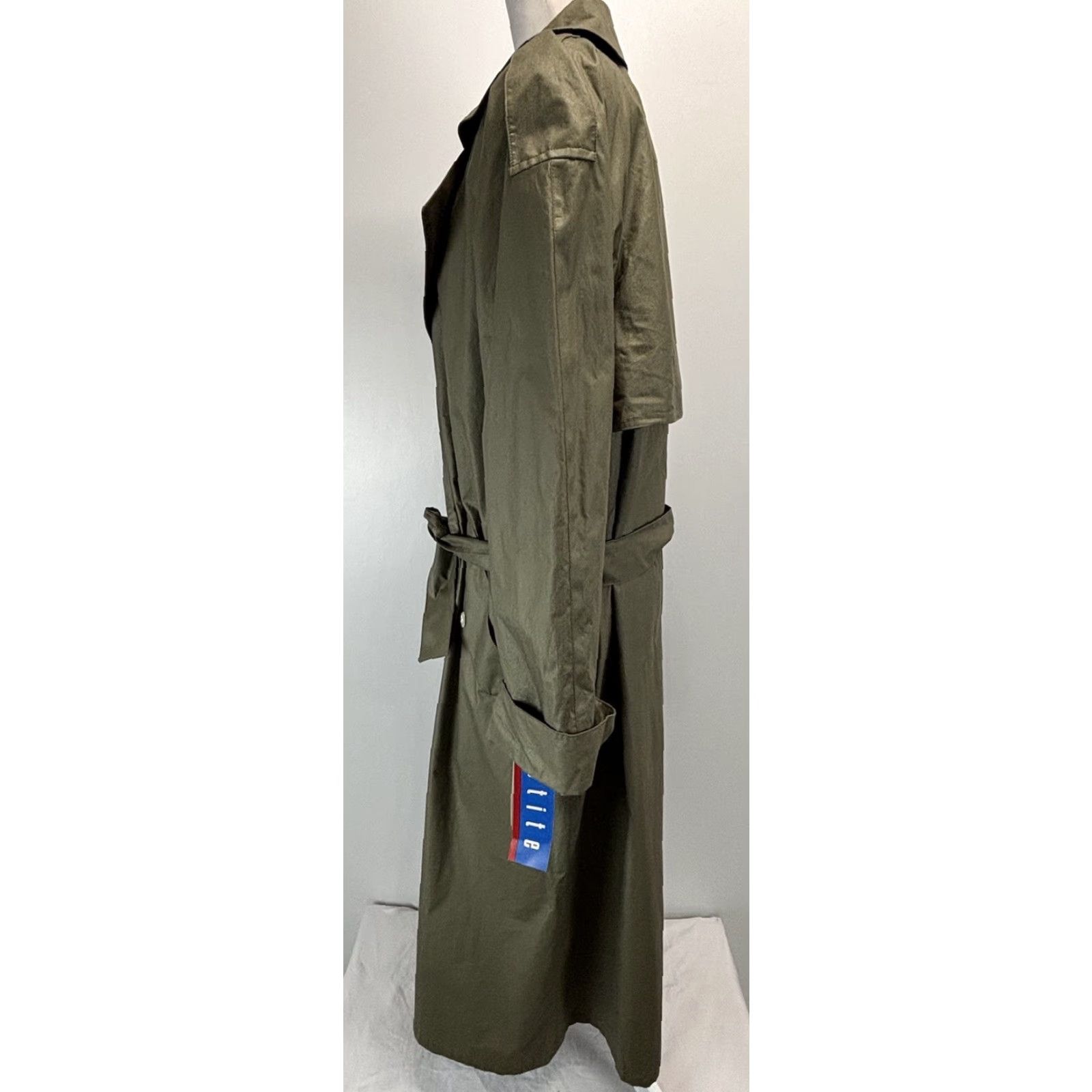 Jones New York VINTAGE Jones New York Women's Trench Coat Sz 14 Belted Double Breasted Cotton Sage 90s Classic Fall Winter Spring Summer Size XL / US 12-14 / IT 48-50 - 3 Thumbnail