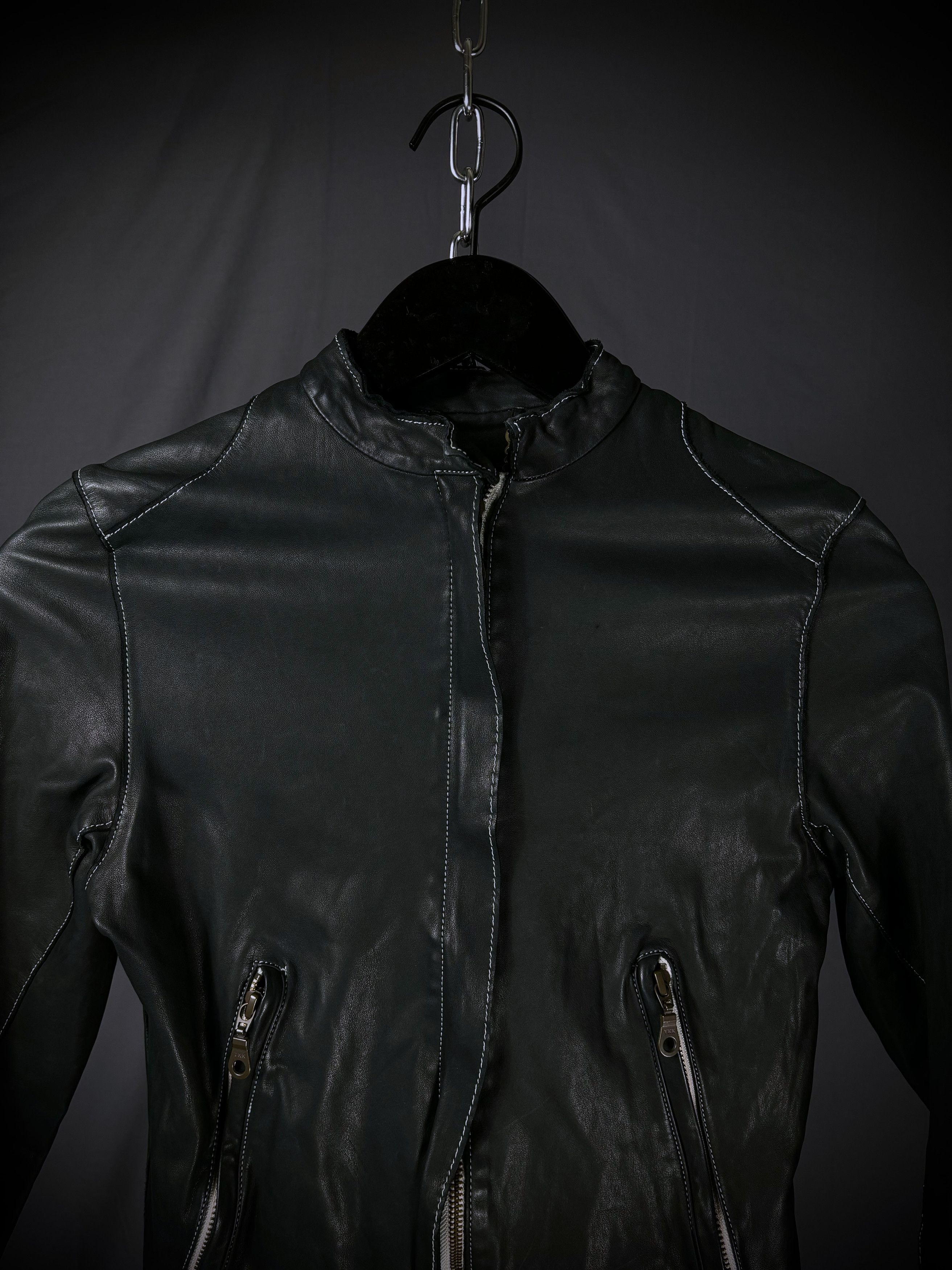 Japanese Brand Sisii Contrast Stitch Washable Leather Jacket Size XXS / US 00 / IT 34 - 2 Thumbnail