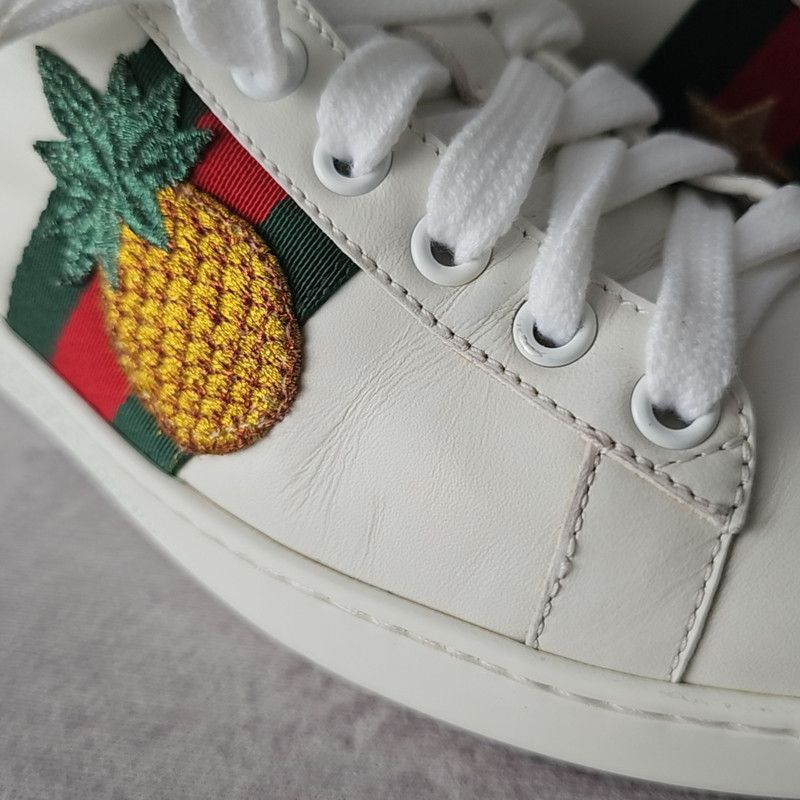 Gucci Gucci Ace Leather Pineapple Embroidery Sneakers Size US 5.5 / IT 35.5 - 8 Thumbnail