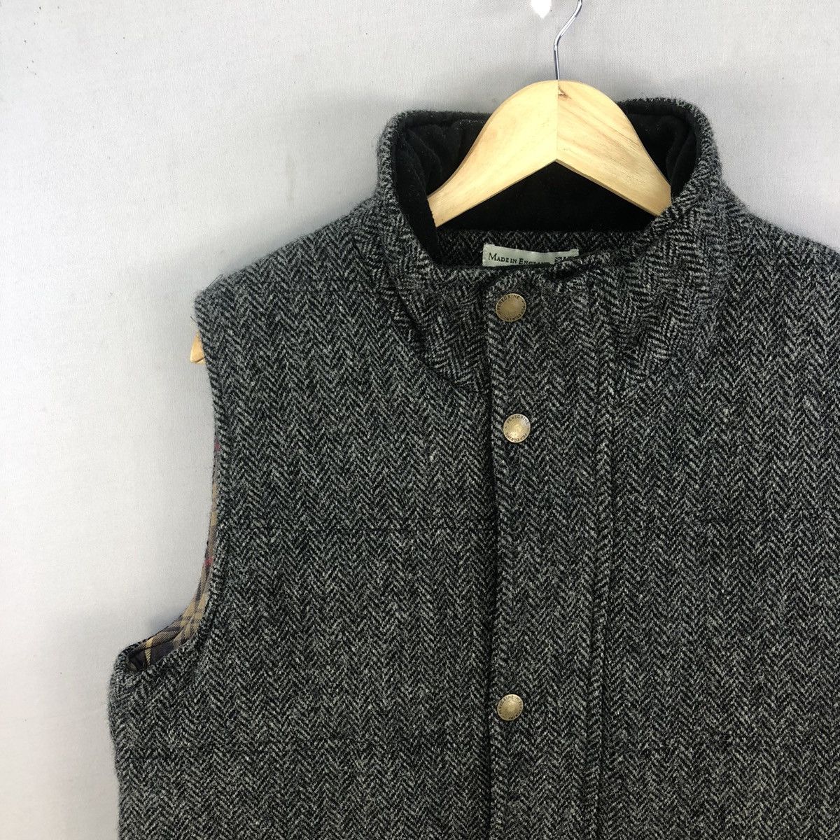 Harris Tweed Peregrine Made In England Herringbone Wool Padded Vest Size US L / EU 52-54 / 3 - 2 Thumbnail