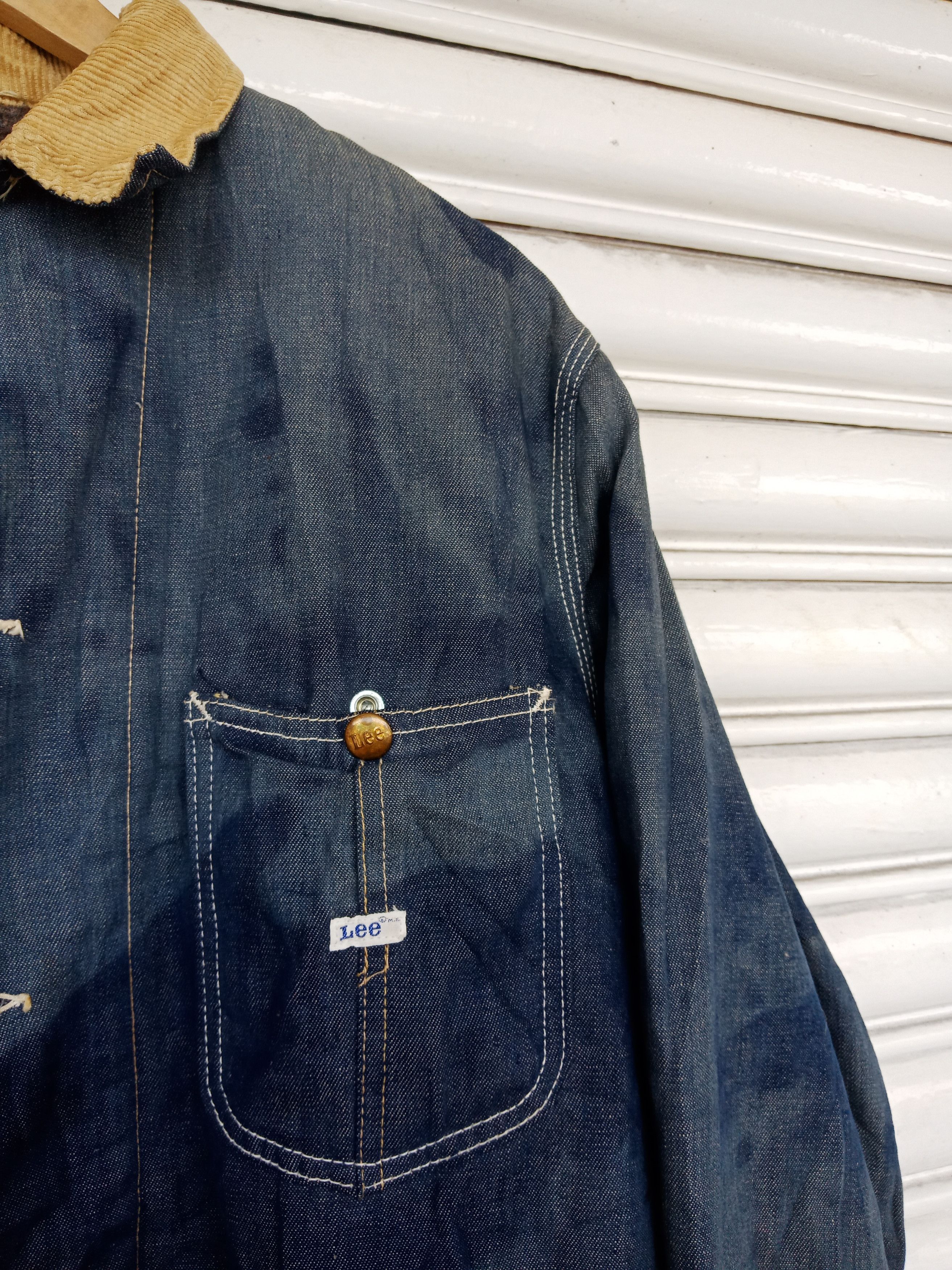 Lee 70s Lee Blanket Washed Blue Faded Chore Denim Jacket Size US L / EU 52-54 / 3 - 10 Thumbnail