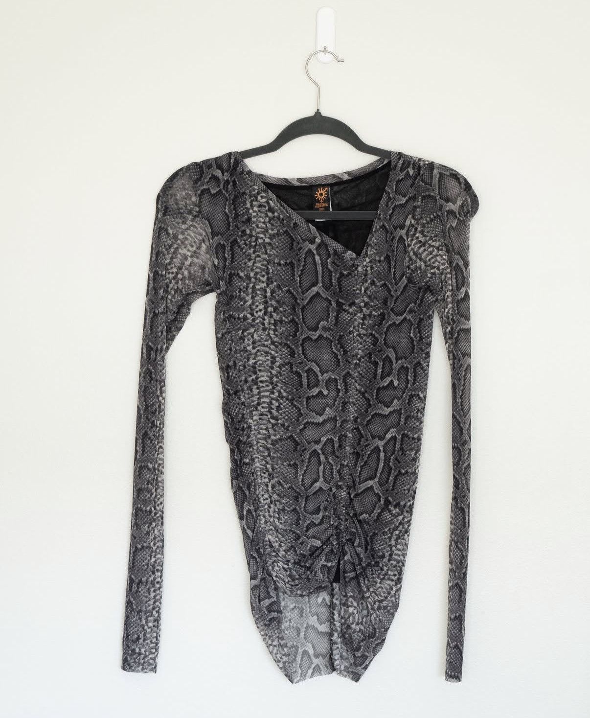 Jean Paul Gaultier Jean Paul Gaultier Grey Snake Print Mesh Top, Size M Size M / US 6-8 / IT 42-44 - 2 Thumbnail