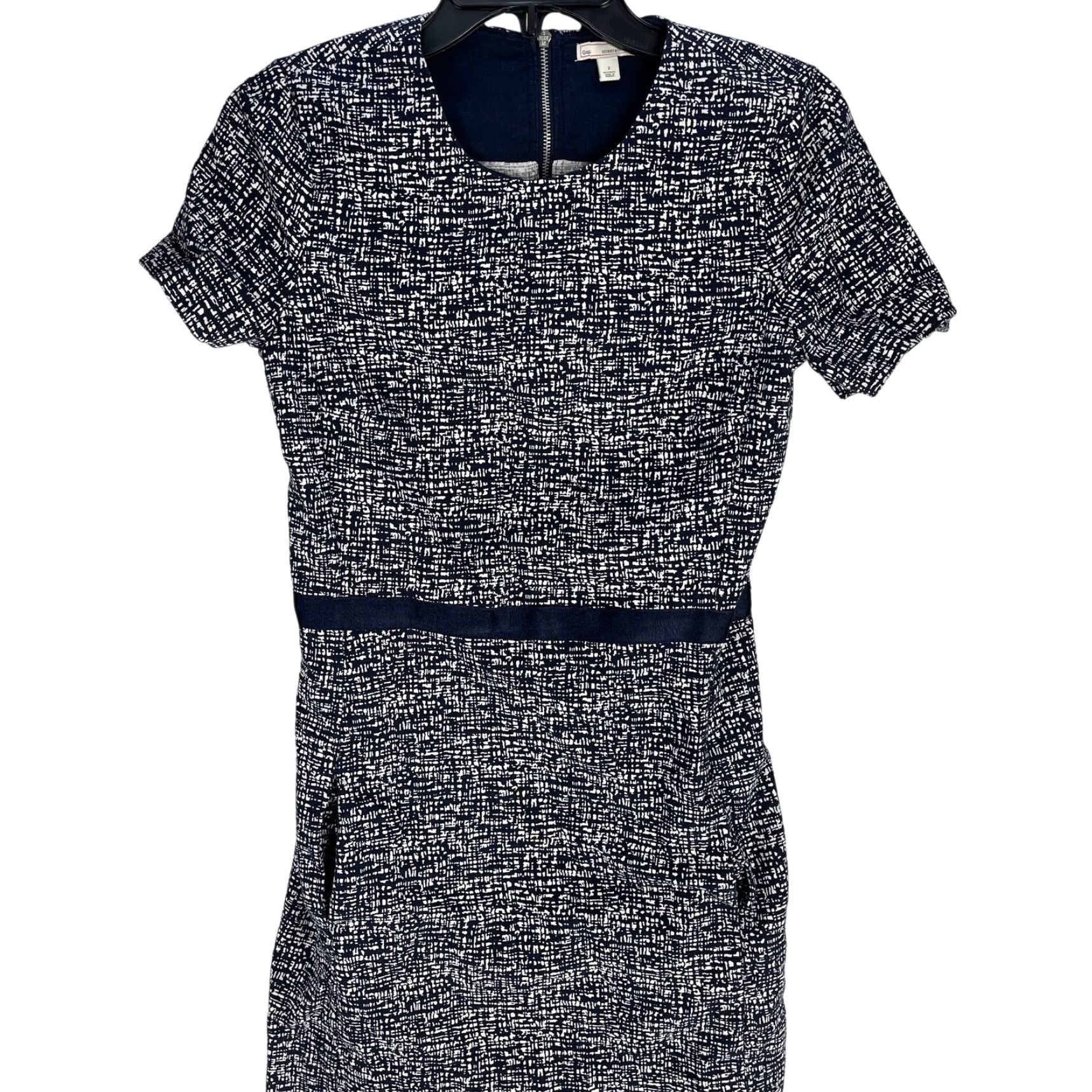 Gap Y2K Gap Dress Womens Size 2 Blue White Short Sleeve Zip Back Pockets Cotton FLO W Size 26" / US 2 / IT 38 - 2 Thumbnail