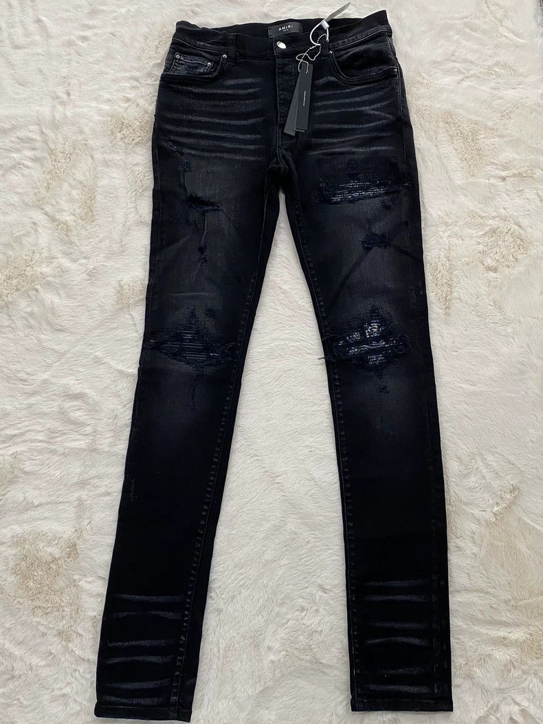 Amiri Amiri Black Blue Floral Jeans MX1-2506 Size US 31 - 1 Thumbnail