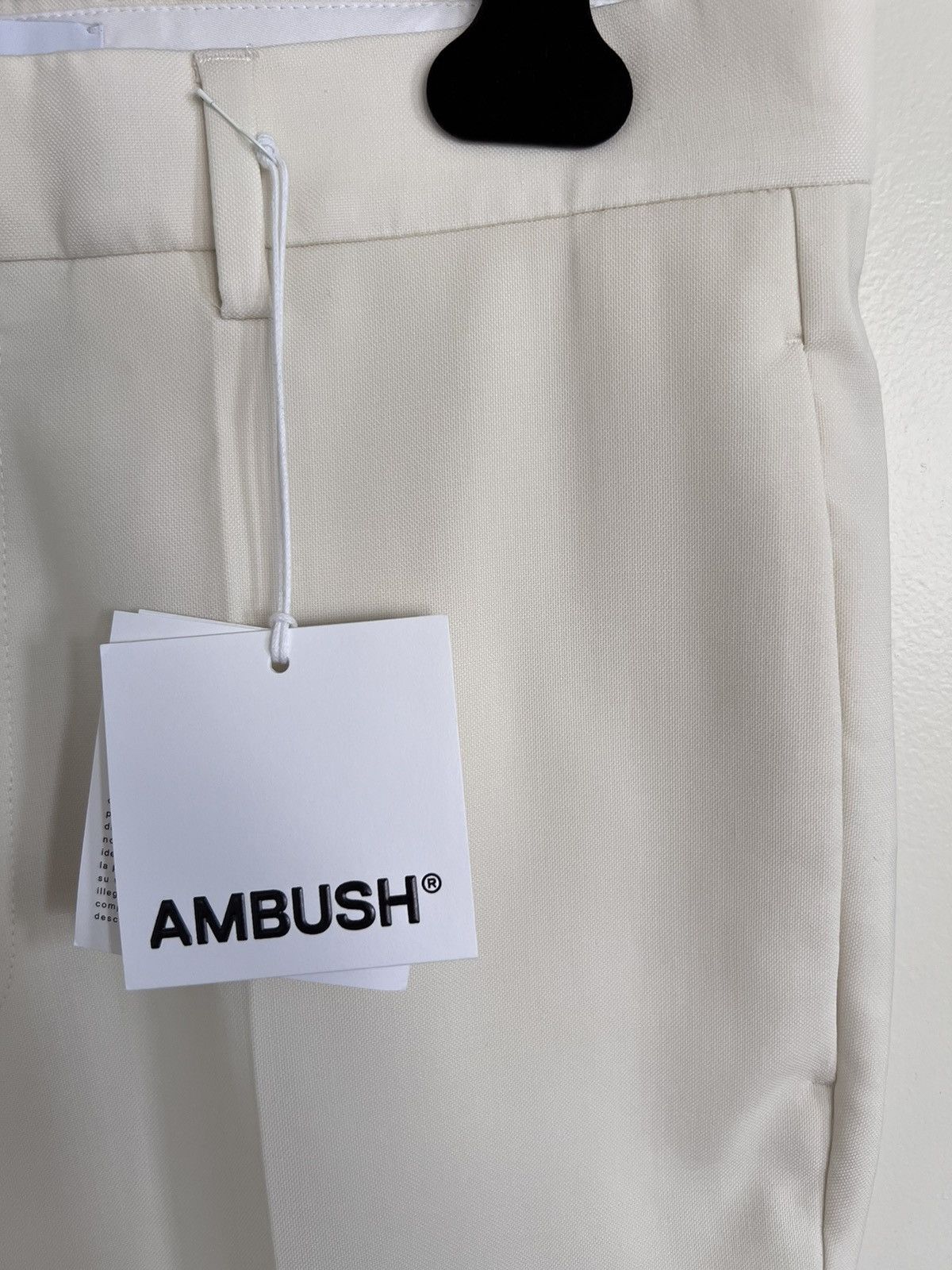 Ambush Design $1K ivory wool trousers/pants, IT50/US34, made in Italy Size US 34 / EU 50 - 21 Thumbnail