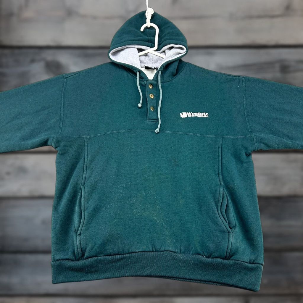 Vintage VINTAGE Honors Hoodie Mens XL Green Fleece Pullover Crew Neck Thermal Lined 90s Retro Size US XL / EU 56 / 4 - 1 Thumbnail