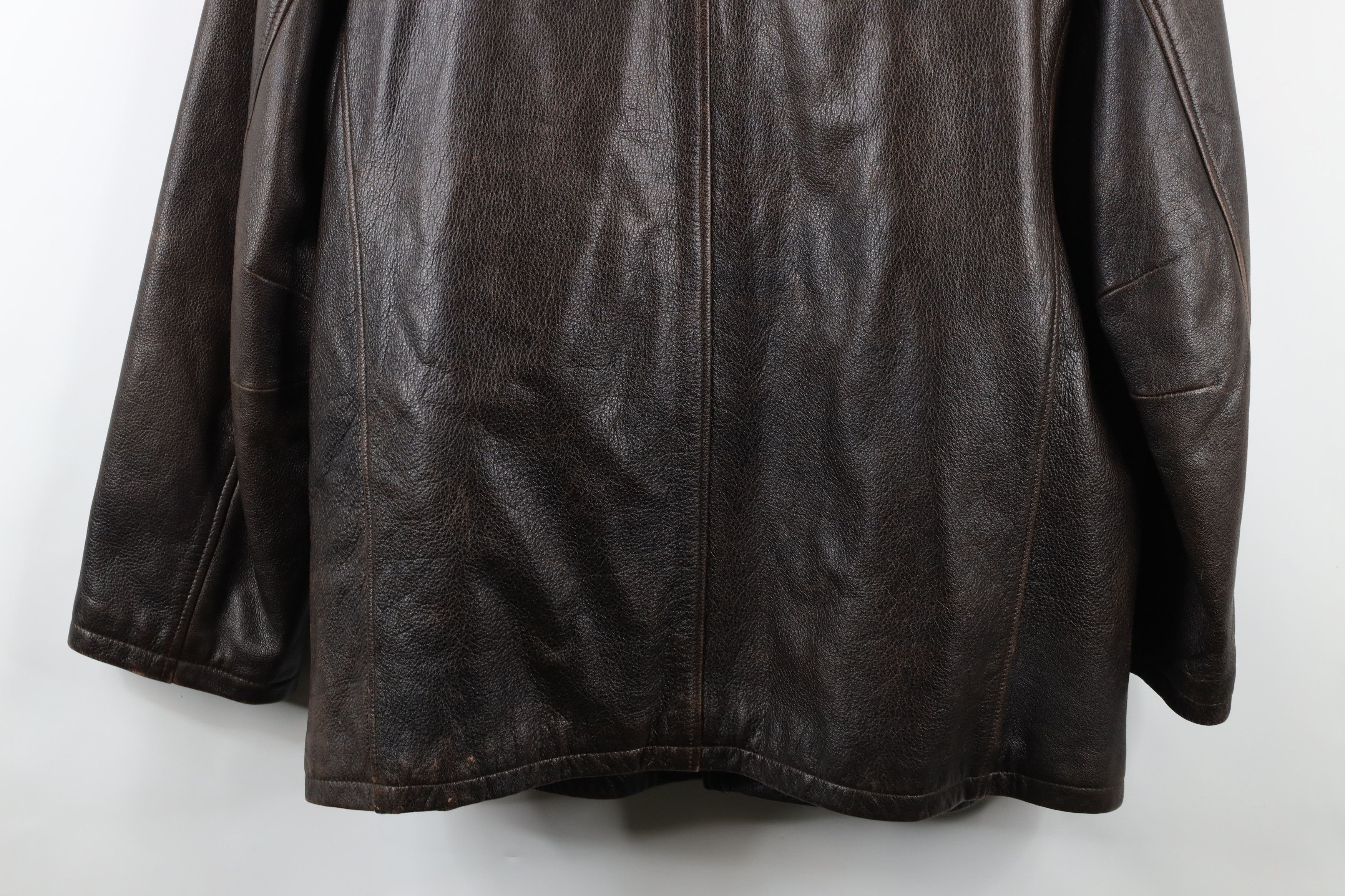 Vintage Vintage 90s Streetwear Quilted Leather Shirt Jacket Brown Size US L / EU 52-54 / 3 - 15 Thumbnail