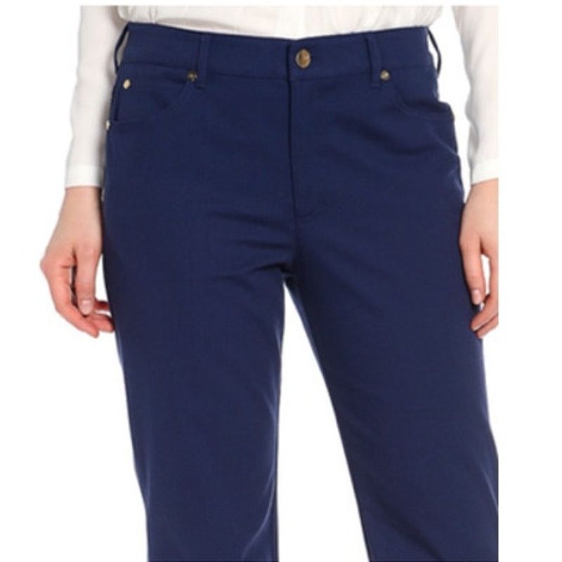 Escada ESCADA Navy Blue Straight Leg Stretch Trousers Pants 42 Size 28" / US 6 / IT 42 - 2 Thumbnail