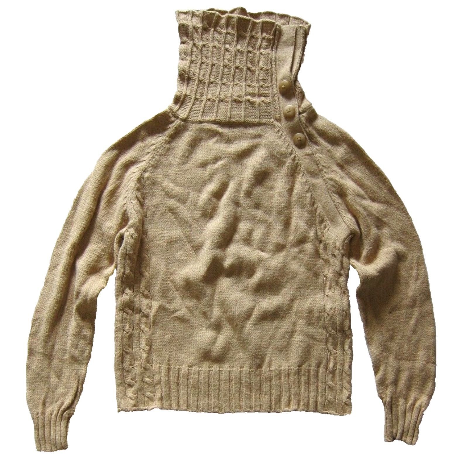 Vintage Woolrich Sweater Women Small Camel Turtle Neck Cable Knit Long Sleeve Pullover Size S / US 4 / IT 40 - 6 Thumbnail