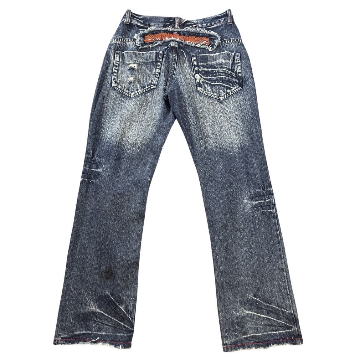 If Six Was Nine Vintage 90s Japanese Whisker Distressed Iron Denim Size US 34 / EU 50 - 3 Thumbnail