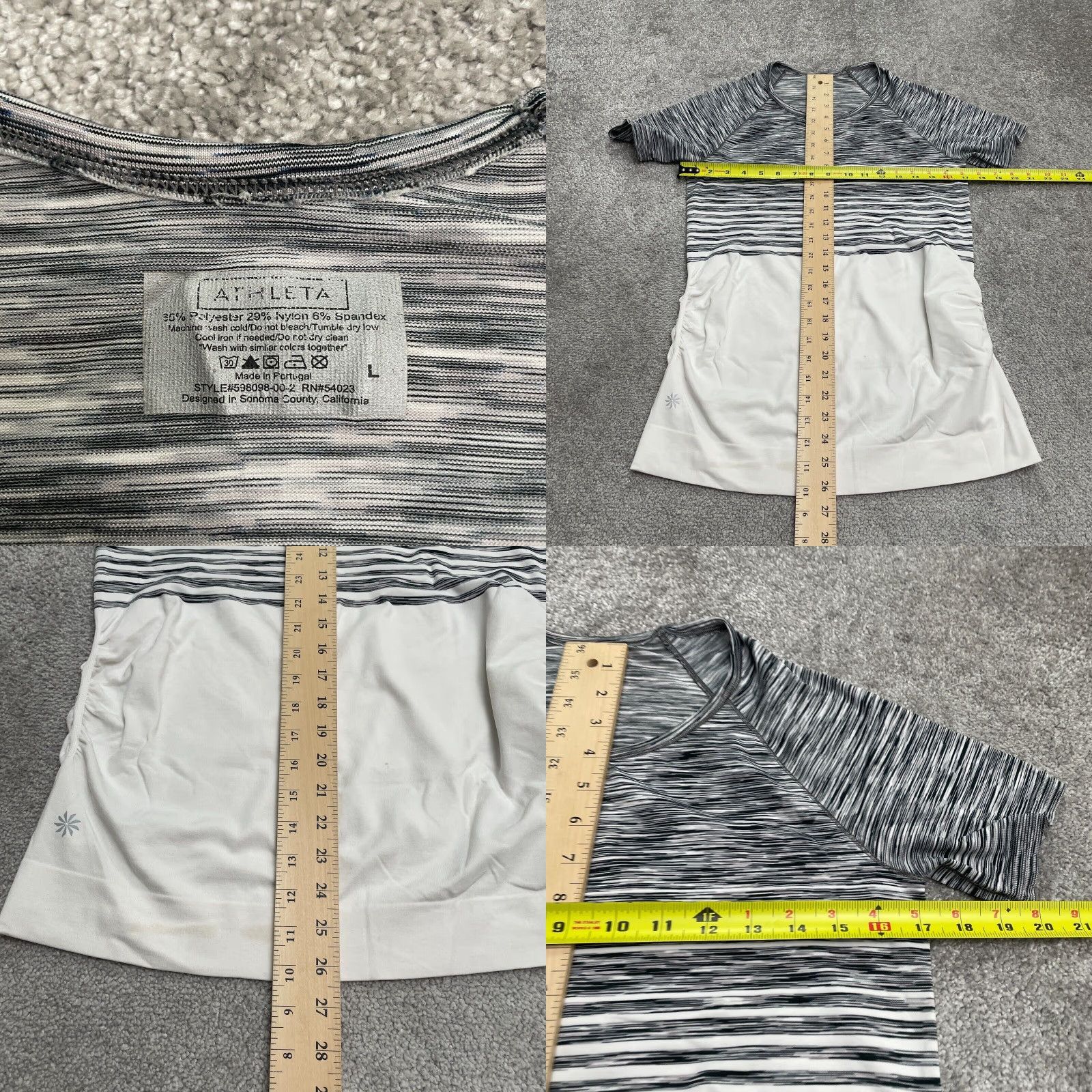 Athleta Athleta Shirt Womens L White Striped Round Neck Casual Size L / US 10 / IT 46 - 8 Thumbnail