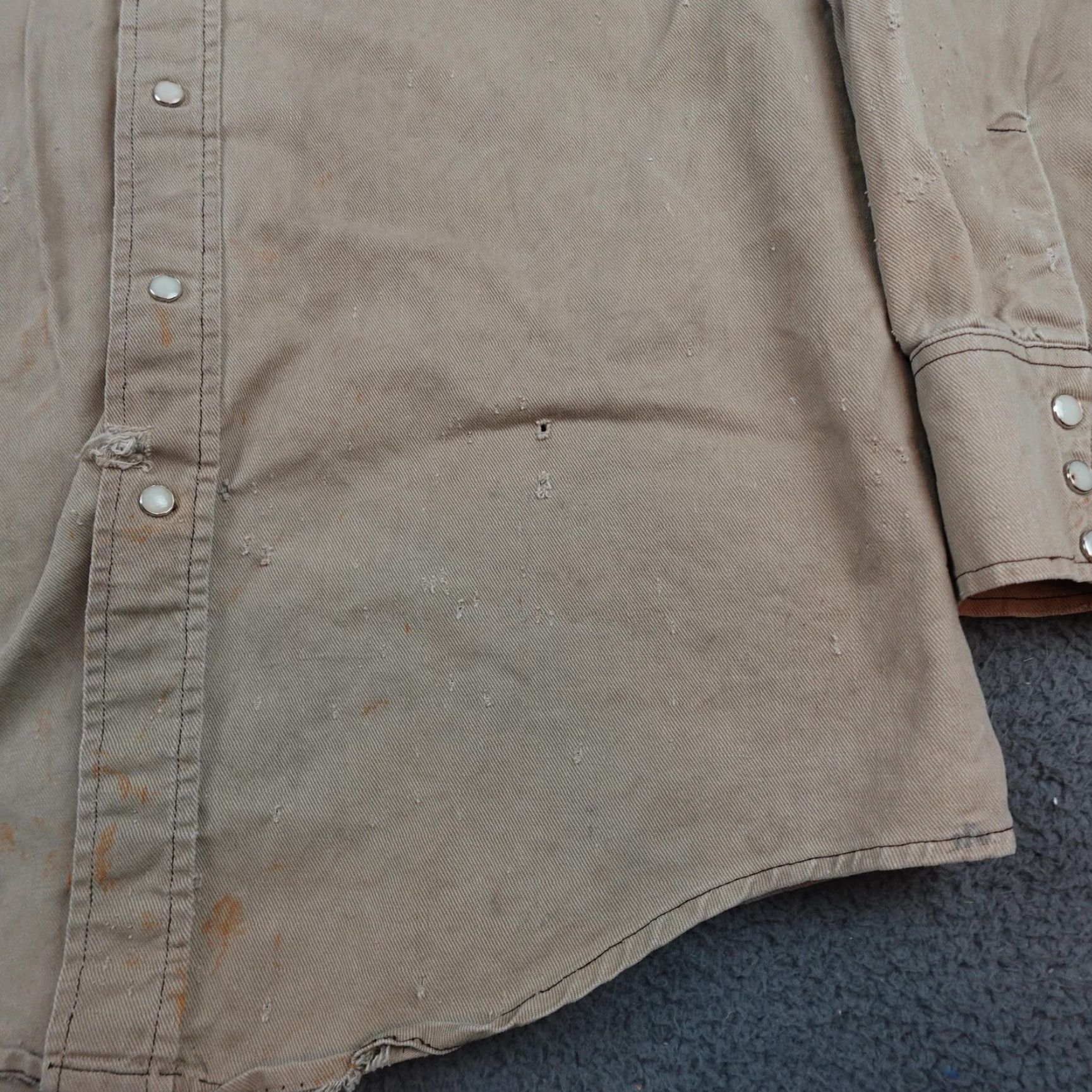 Vintage VINTAGE Prentiss Shirt Mens Large Beige Twill Western Pearl Snap Button USA Size US L / EU 52-54 / 3 - 3 Thumbnail
