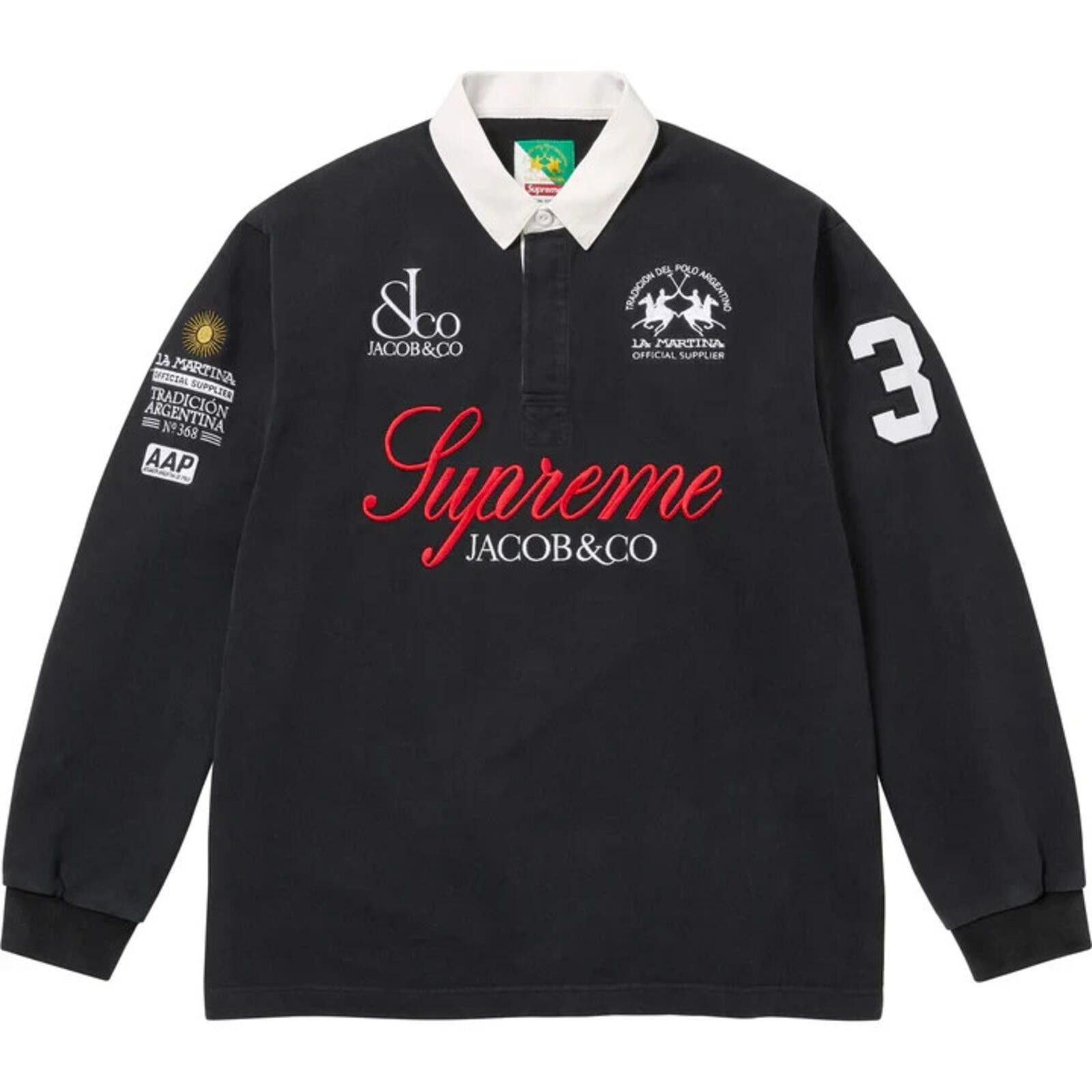Nike × Supreme M Supreme x Nike Stripe Rugby polo Tshirt black