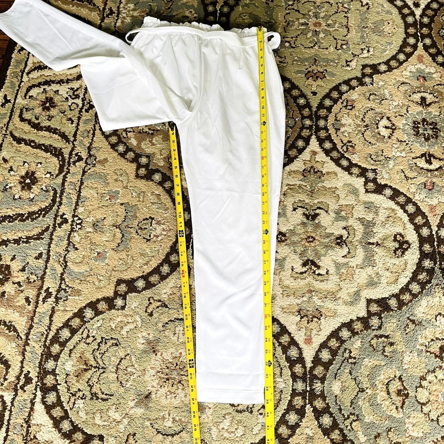 Vintage Revamped Women White Pants Size M NWT RN #142658 Inseam 27” With Belt Strap Size 32" / US 10 / IT 46 - 3 Thumbnail