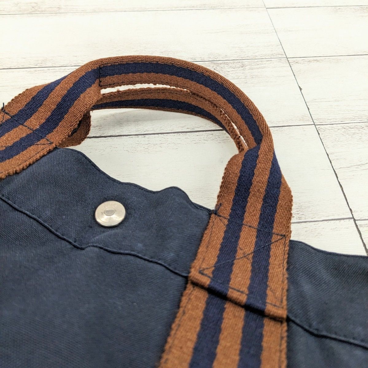 Hermes Sac cabas Hermes vintage toile bleu marine Size ONE SIZE - 7 Thumbnail