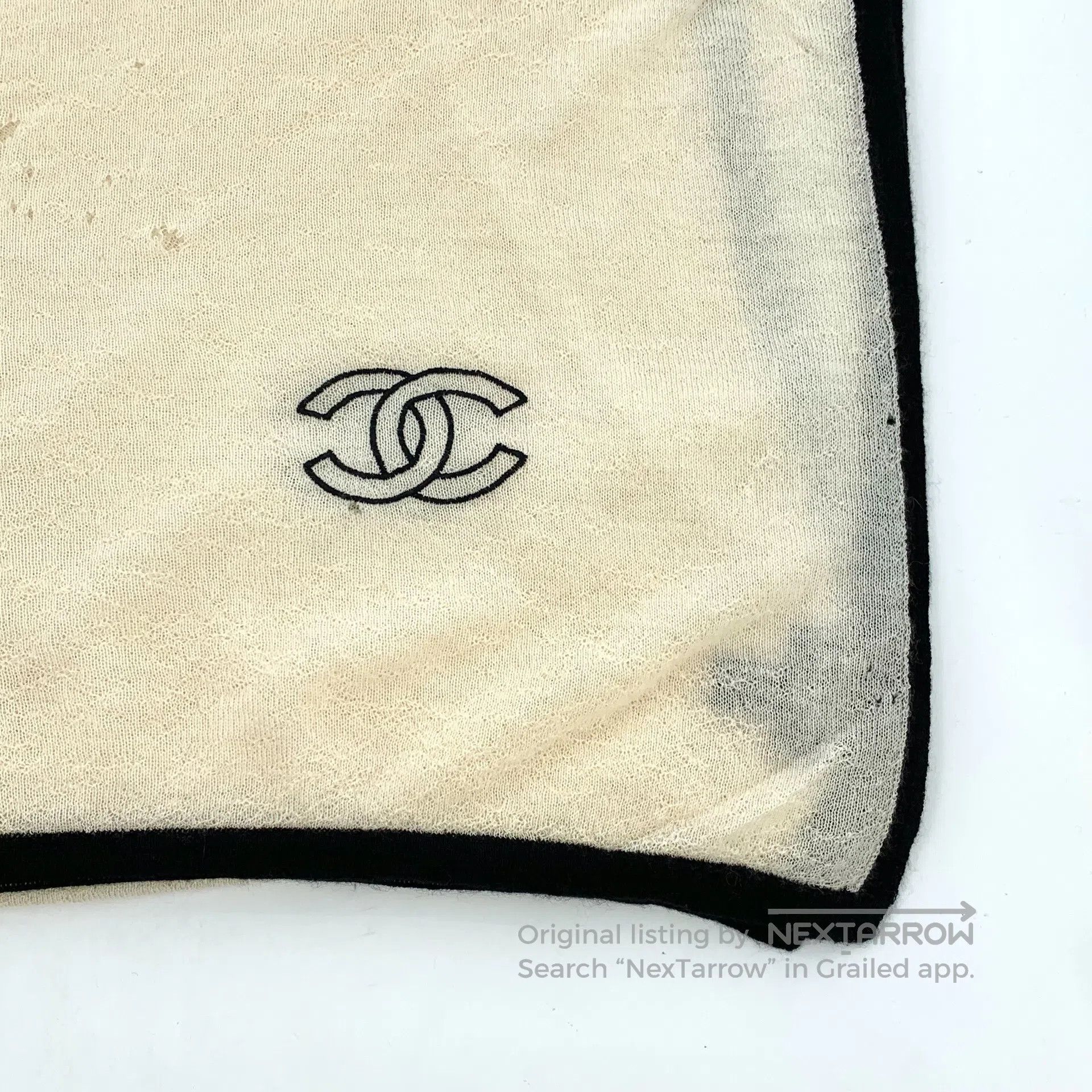Chanel Chanel Beige double C embroidery cashmere scarf| Size ONE SIZE - 3 Thumbnail