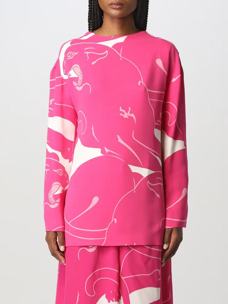 Valentino o1y0326 Blouse in Fuchsia/White Size M / US 6-8 / IT 42-44 - 1 Thumbnail
