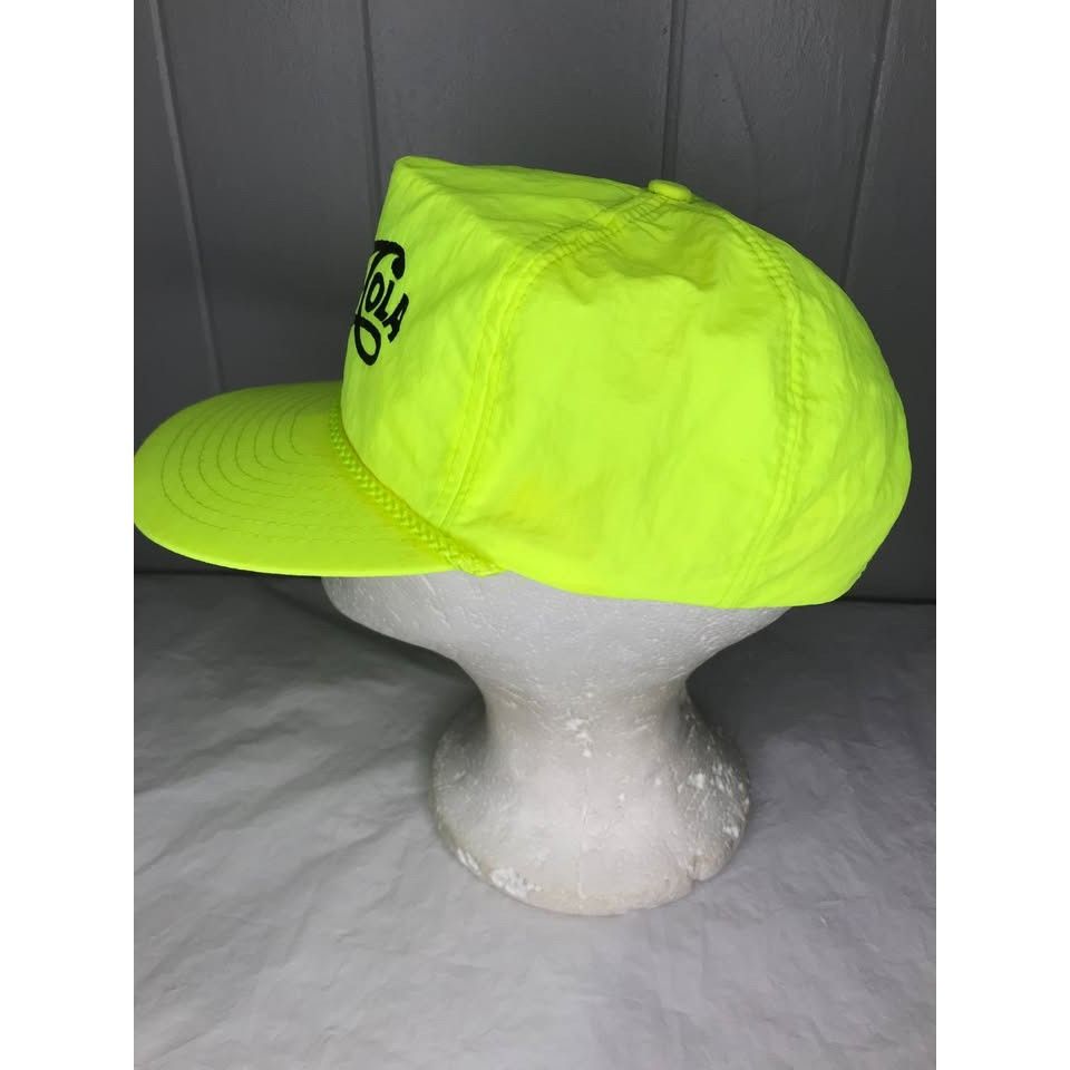 Vintage Vintage Pepsi Cola Rope nylon neon yellow adjustable hat cap Size ONE SIZE - 4 Thumbnail