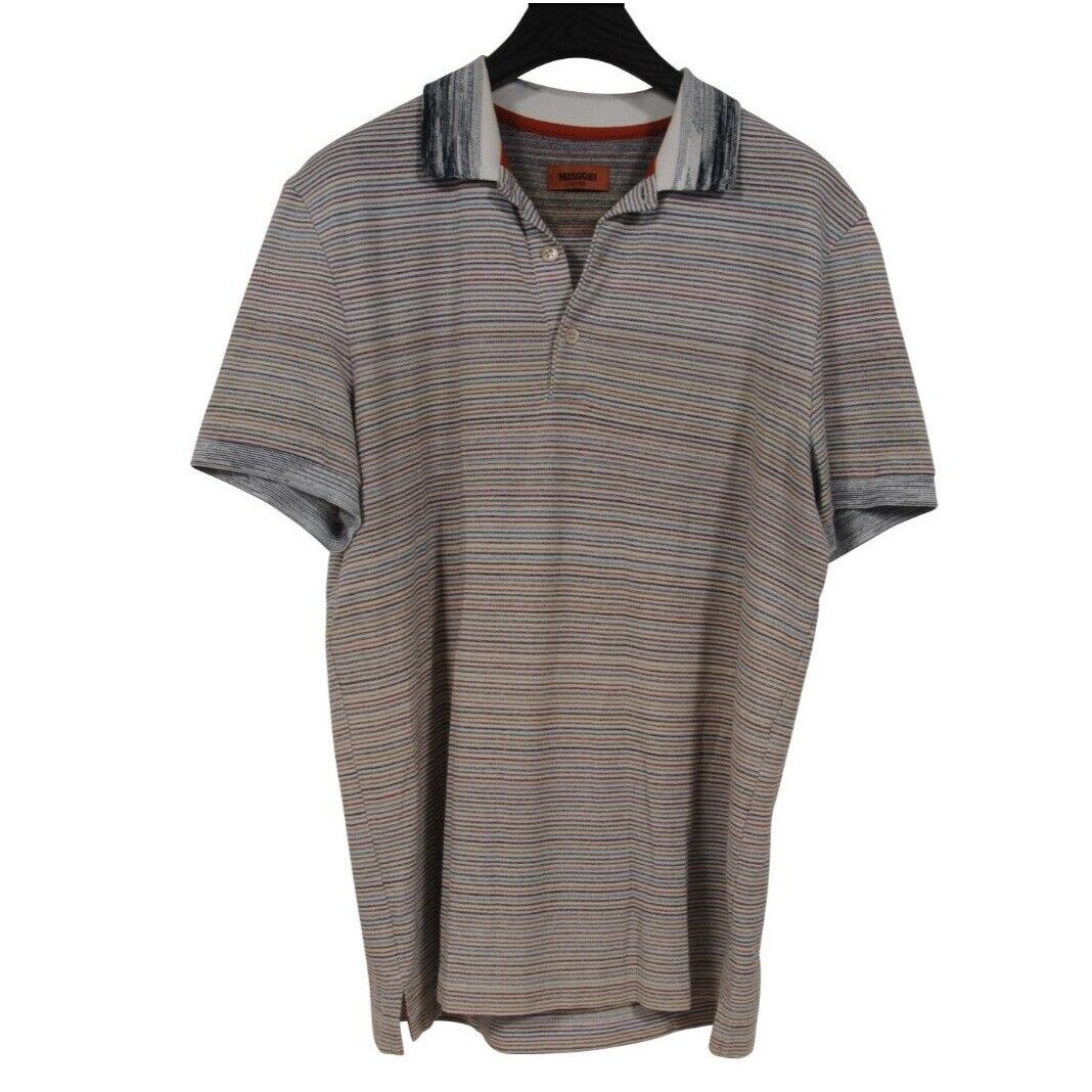 Striped Polo Shirt Blue White Orange